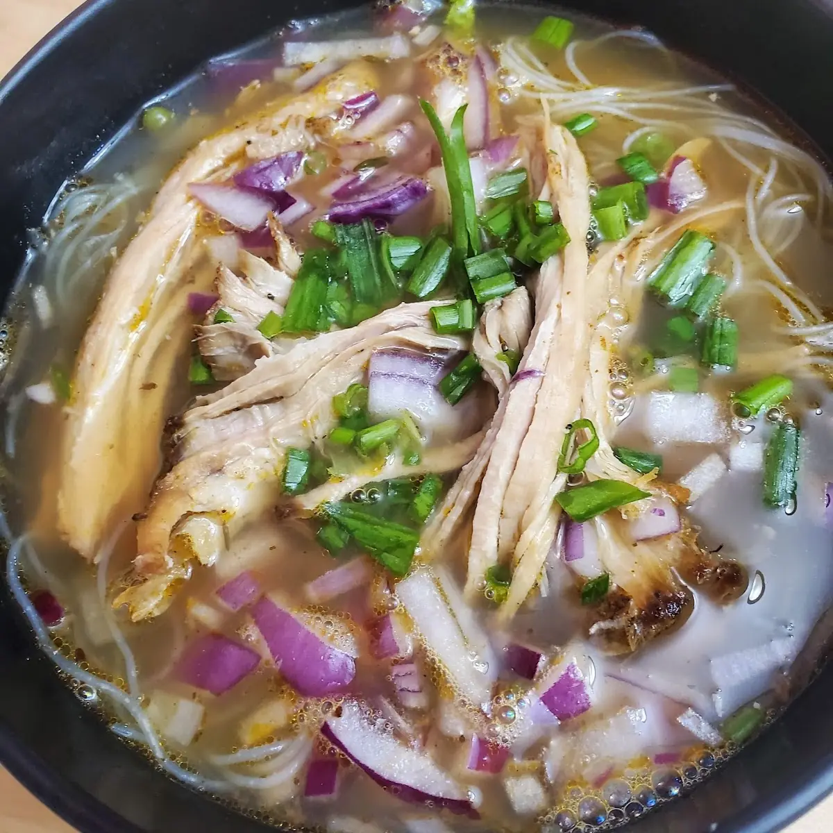 Smoked Pulled Pork Rice Noodle Bowl
