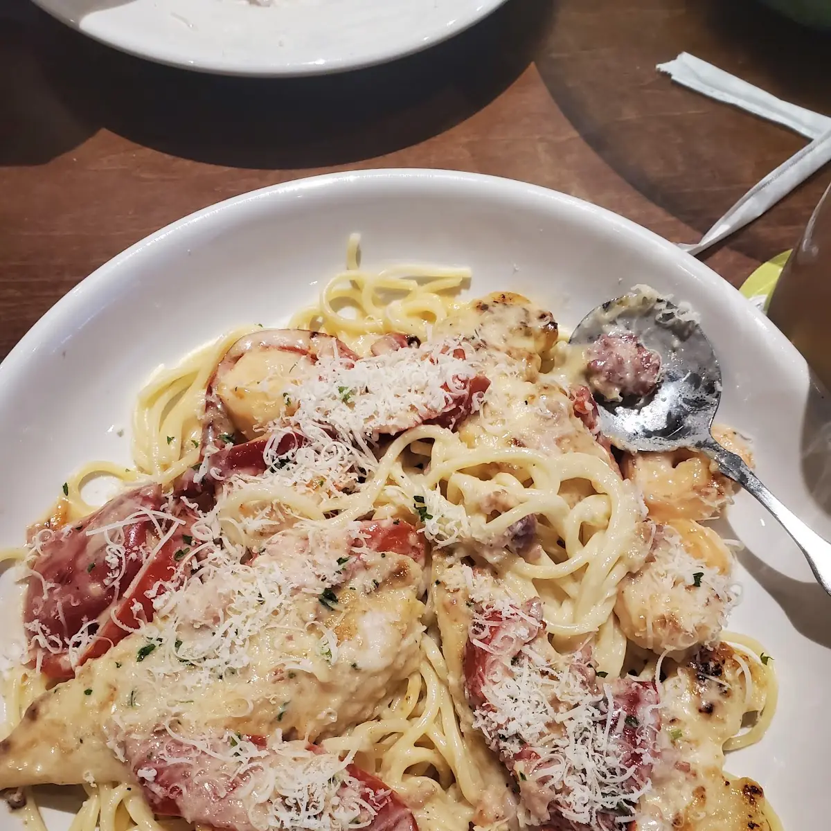 Shrimp and Chicken Carbonara Pasta