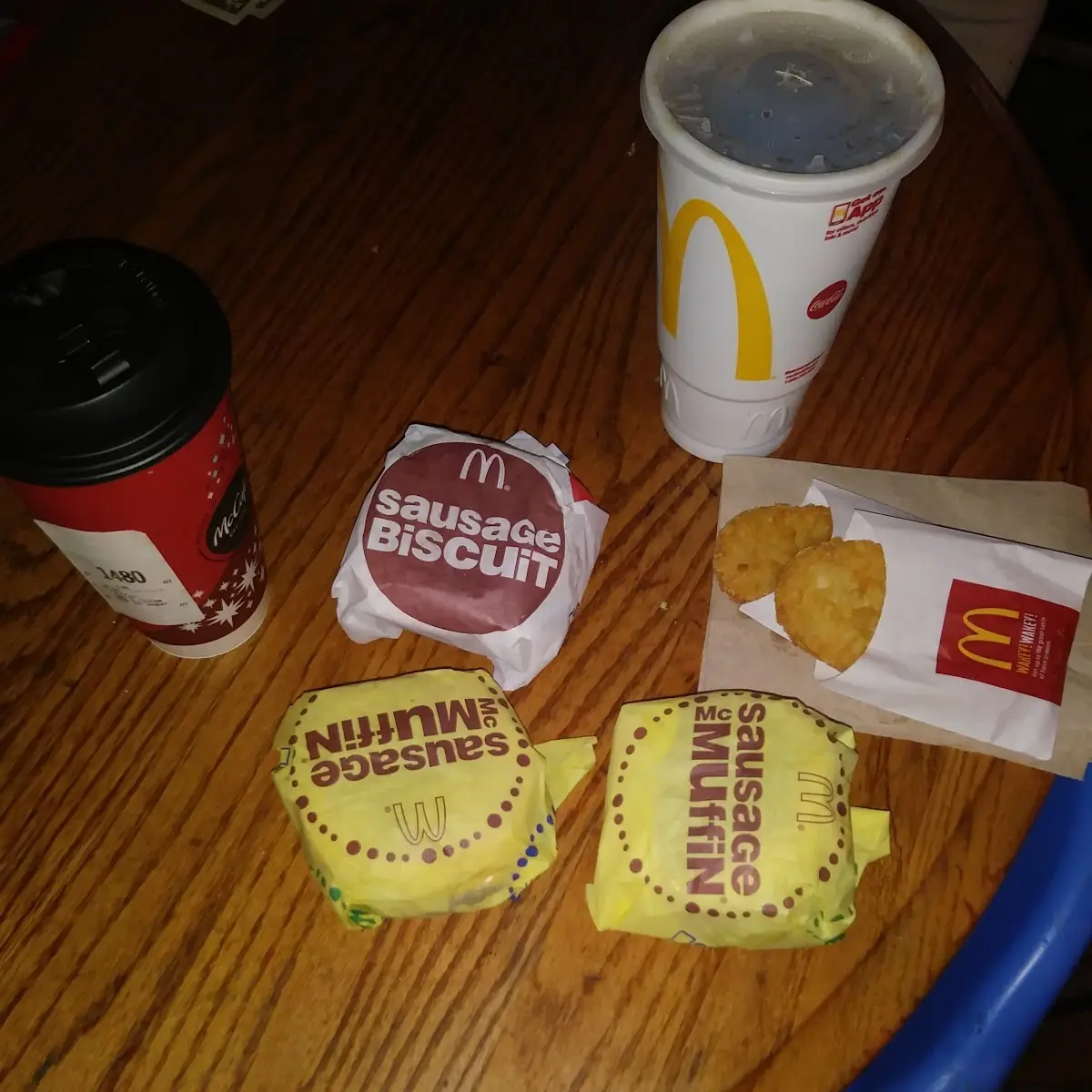 Breakfast Sandwiches Coffee and Hashbrowns