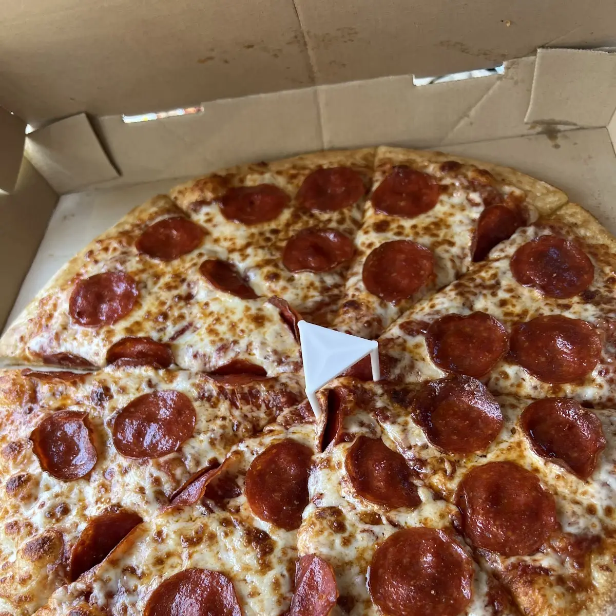 Pepperoni Pizza in a Cardboard Box