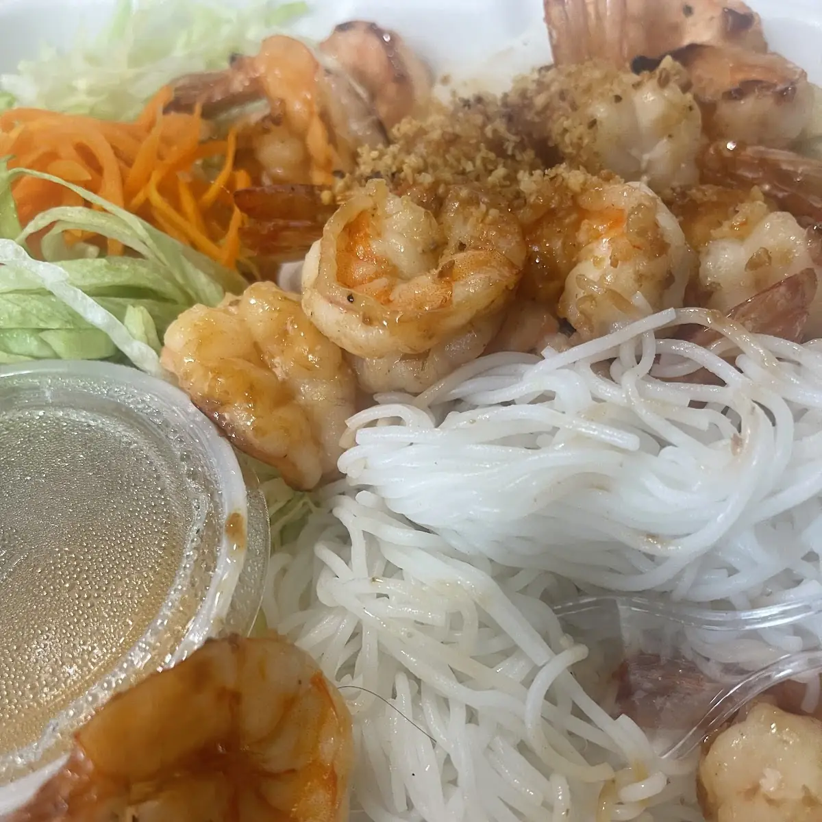 Grilled Shrimp Rice Noodle with Vietnamese Egg Roll