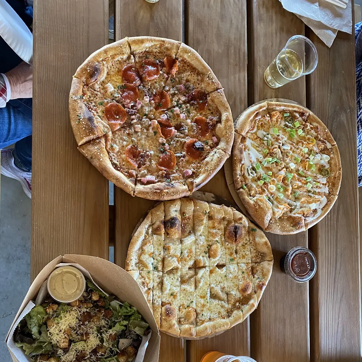 Pizzas Cheese Bread Caesar Salad