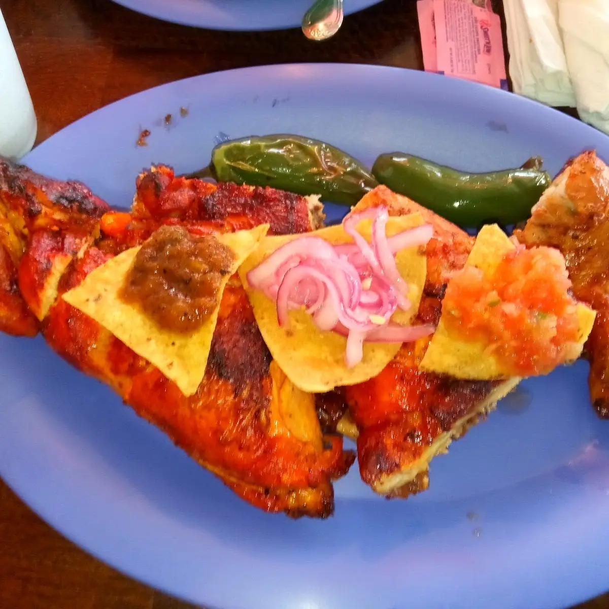 Chicken Leg with Chips and Salsa