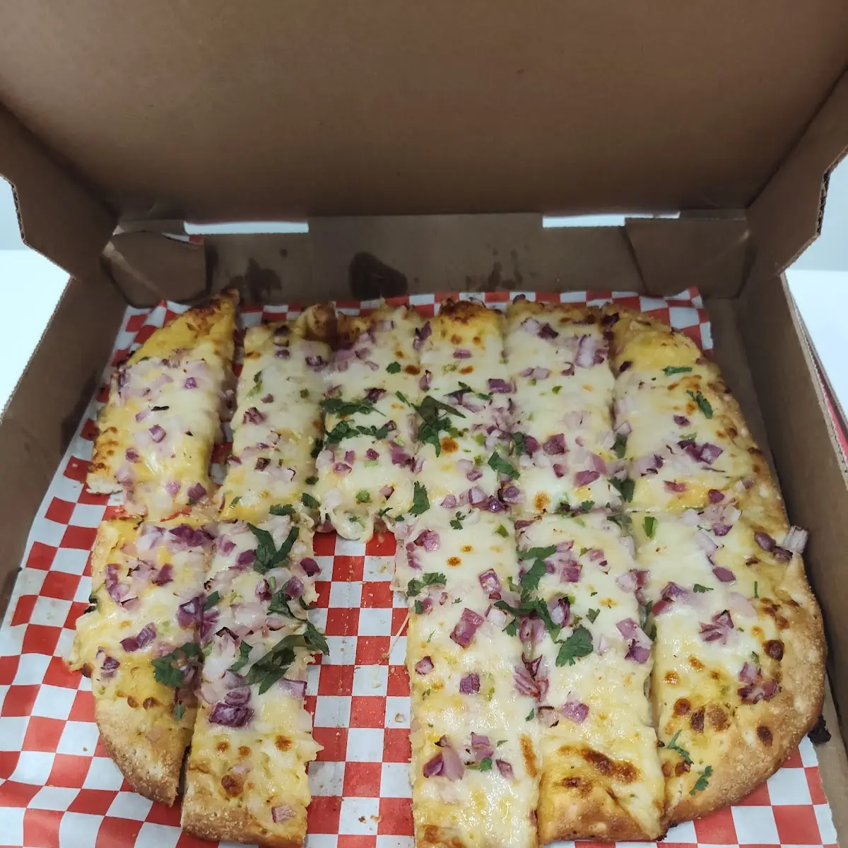 Crust Pizza with Onions