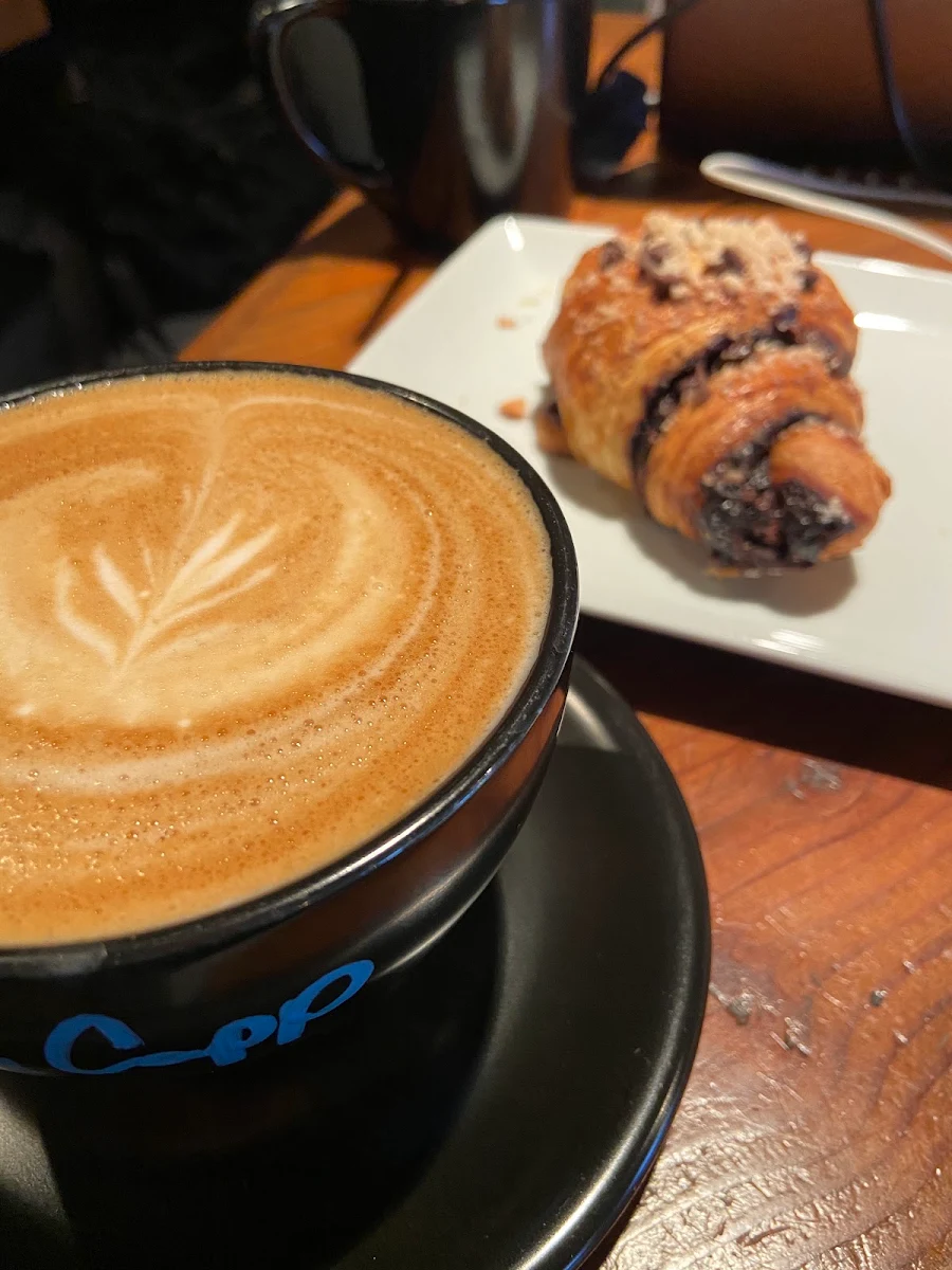 Almond Cappuccino and Chocolate Croissant