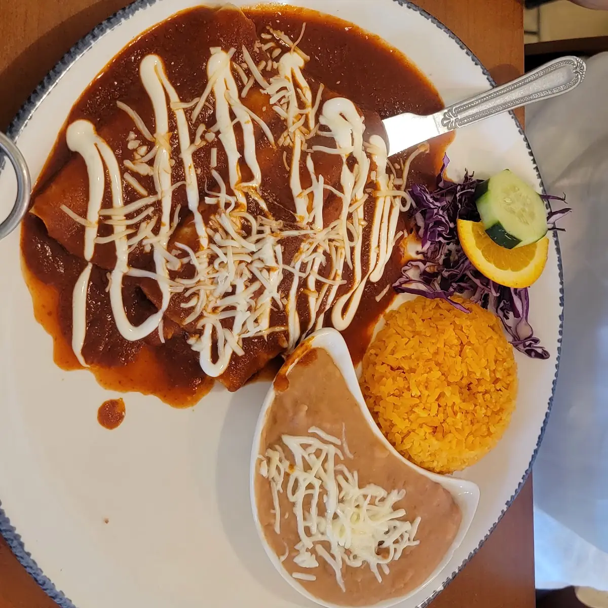 Enchiladas Suizas Whit Rice and Beans
