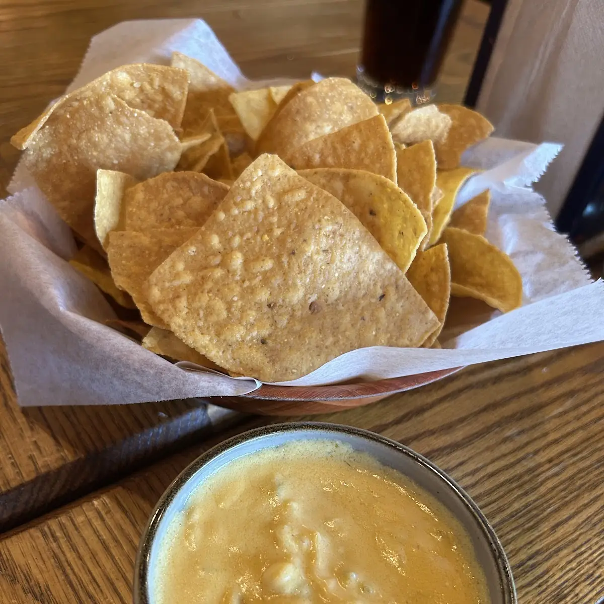 Chips and Salsa and Queso Dip