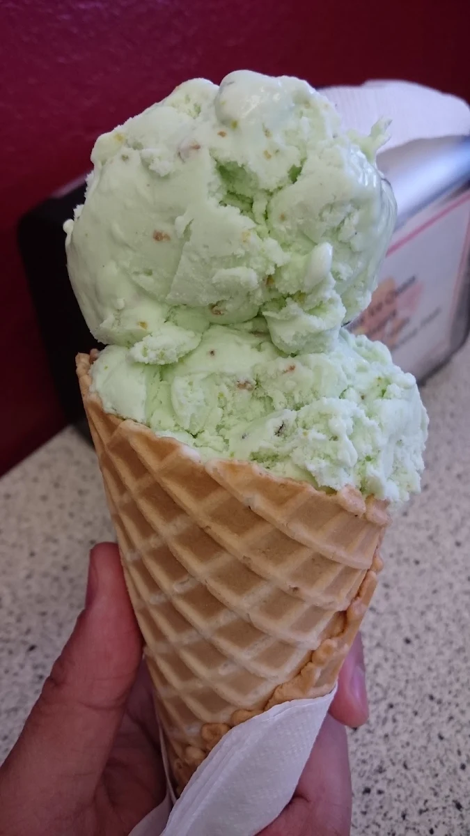 Pistachio Ice Cream in a Waffle Cone