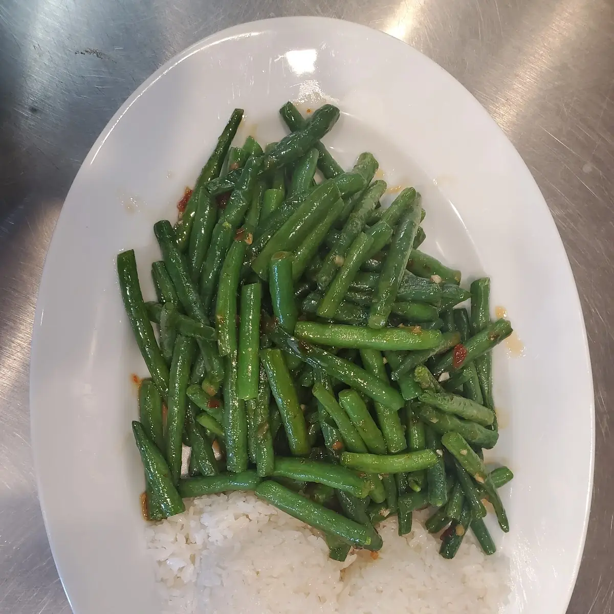 Green Beans w Garlic Sauce Rice