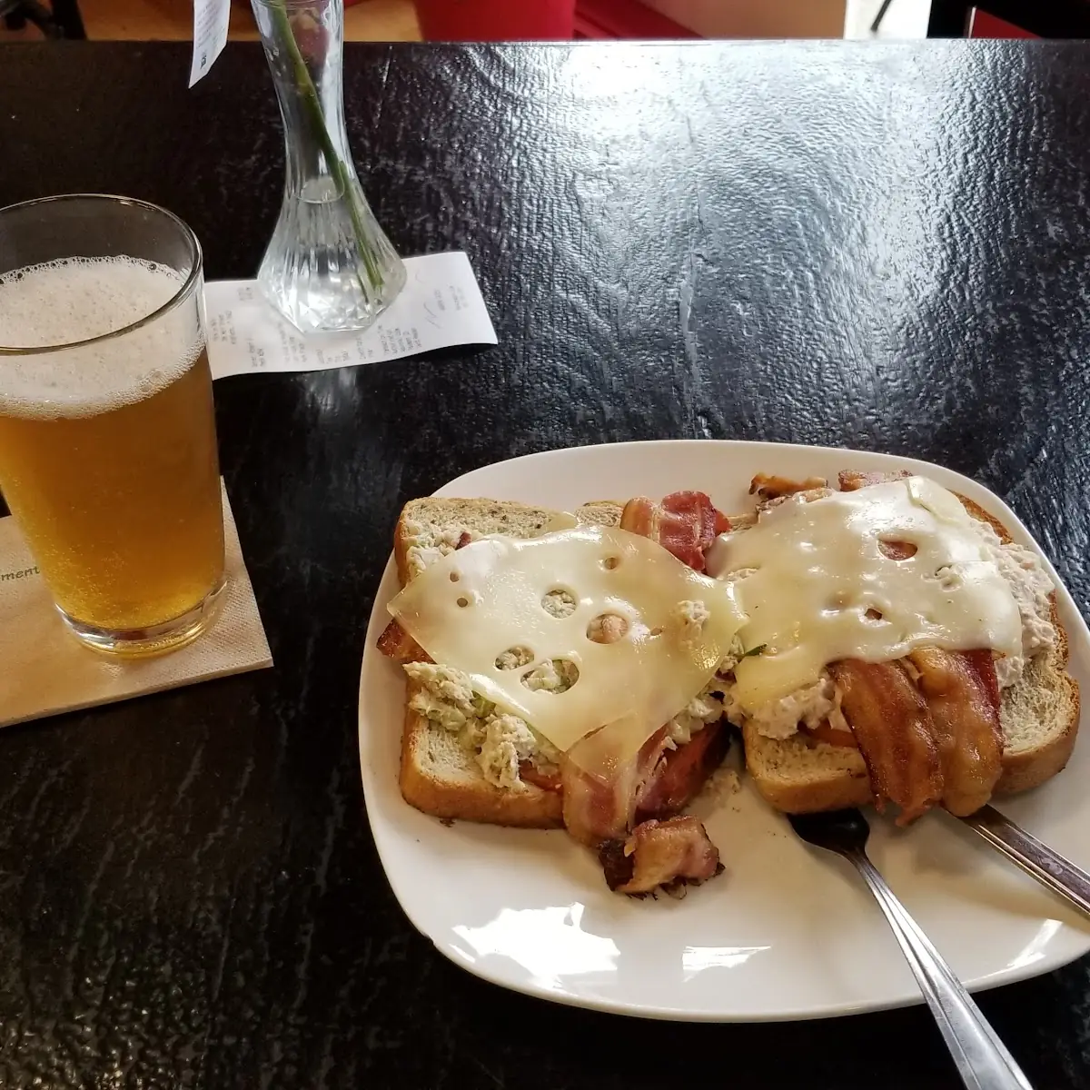 Open Faced Tuna Melt with Bacon