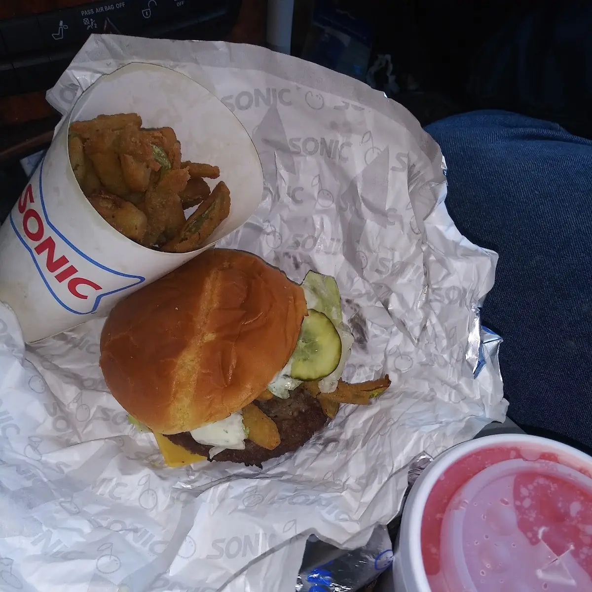 Pickle Burger Pickle Fries Cherry Limeade