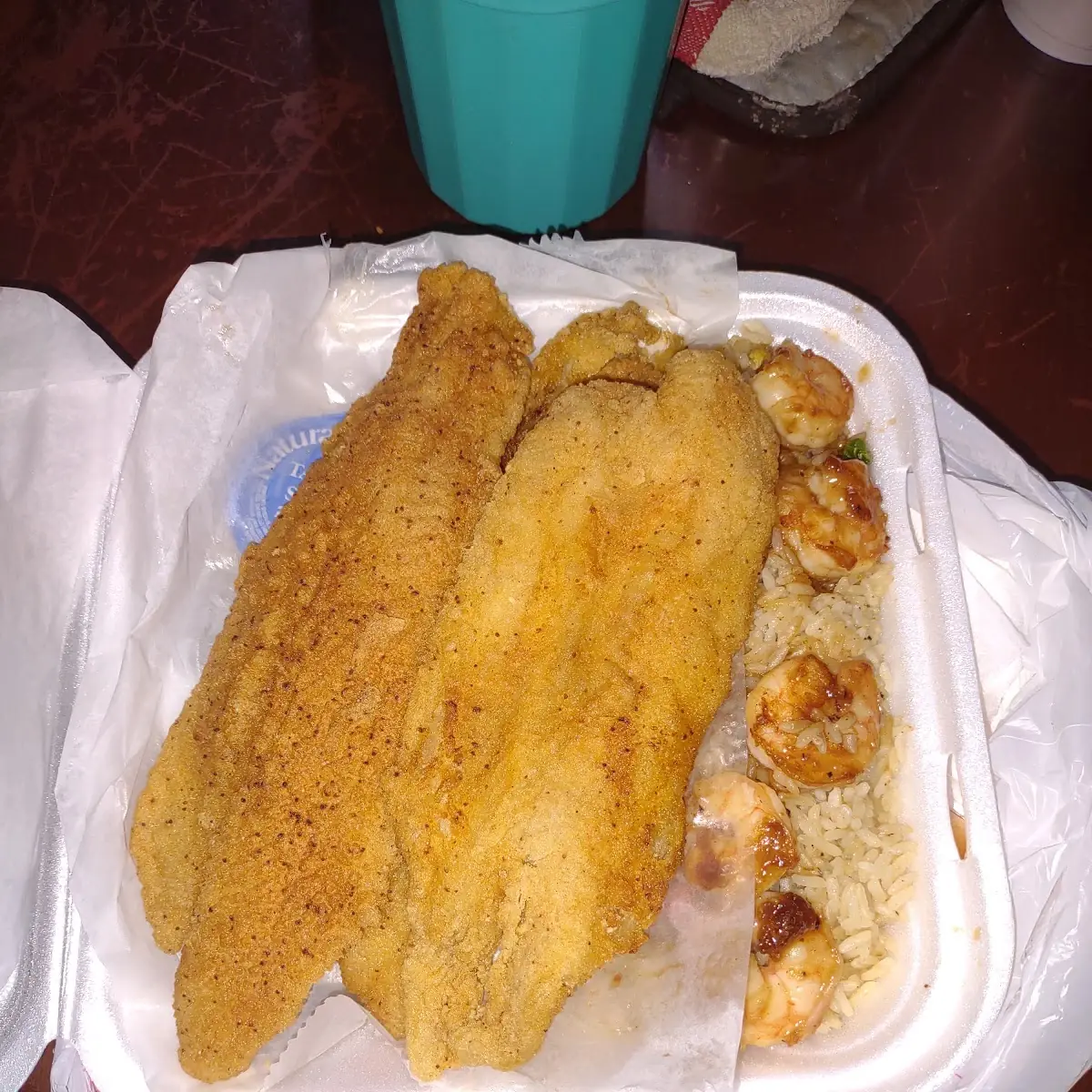 Fried Catfish and Shrimp Fried Rice