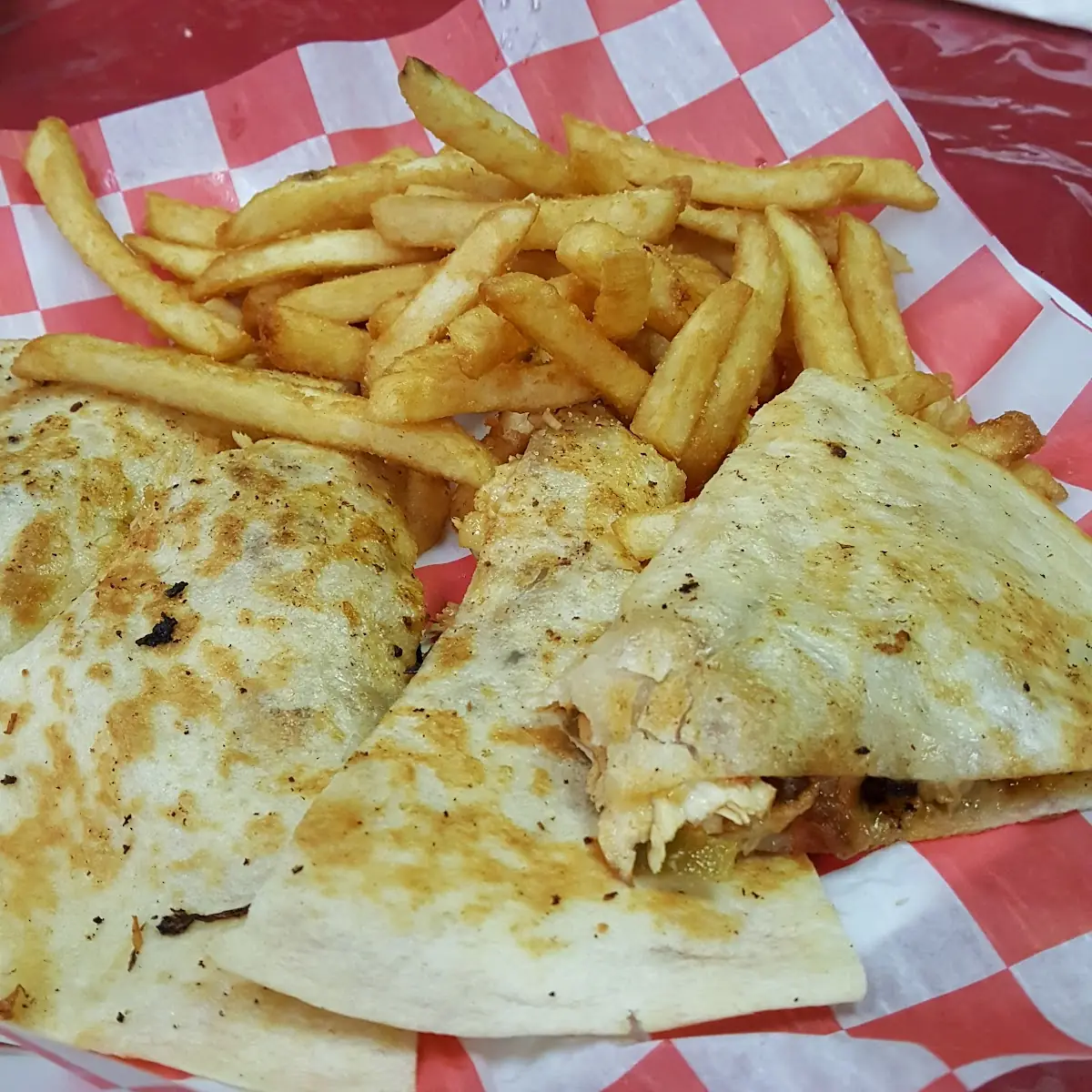Chicken Quesadilla and Fries