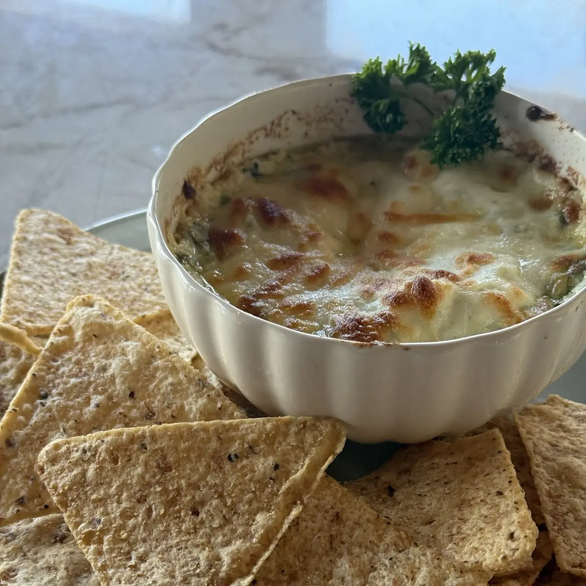 Spinach & Artichoke Dip with Tortilla Chips