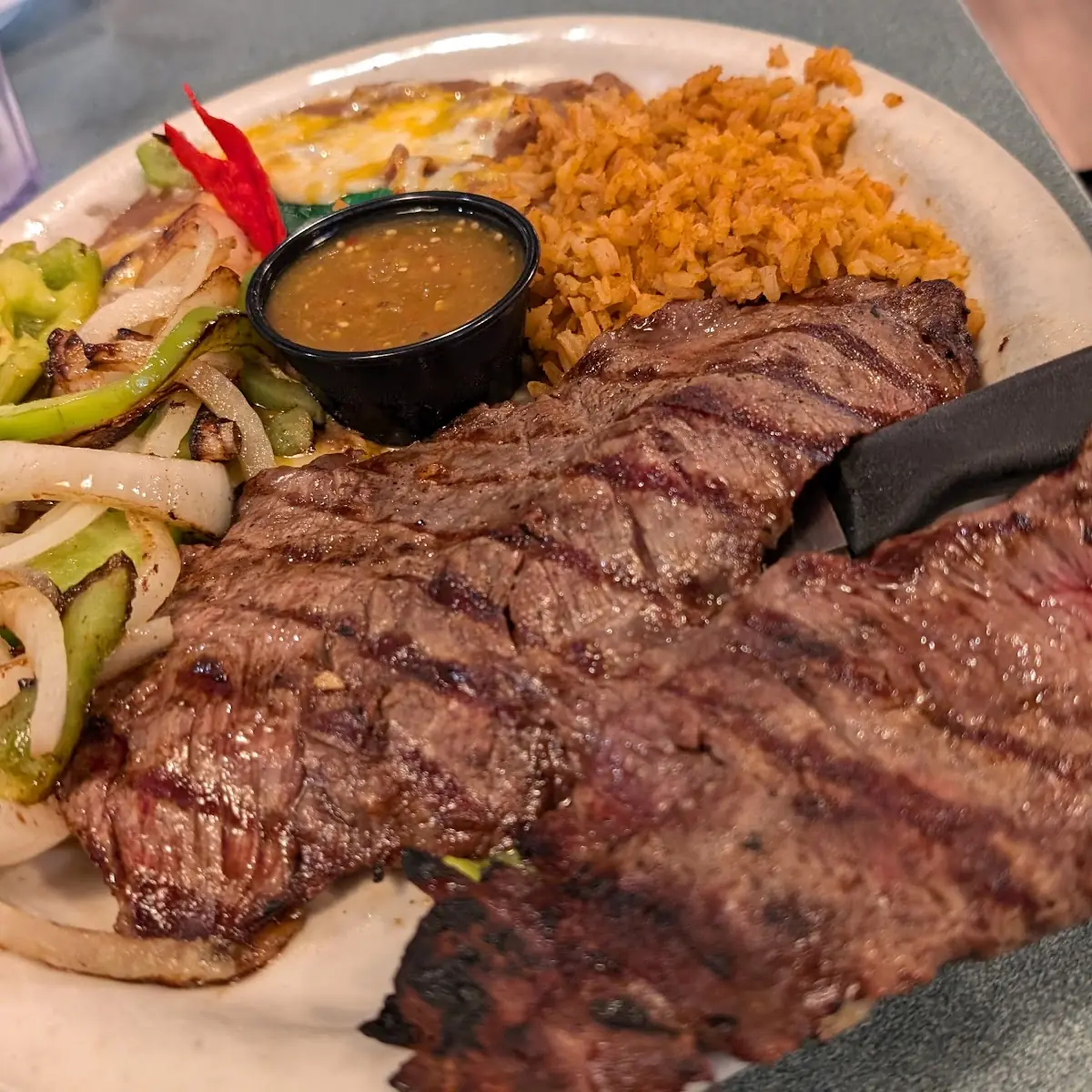 Carne Asada and Rice and Beans