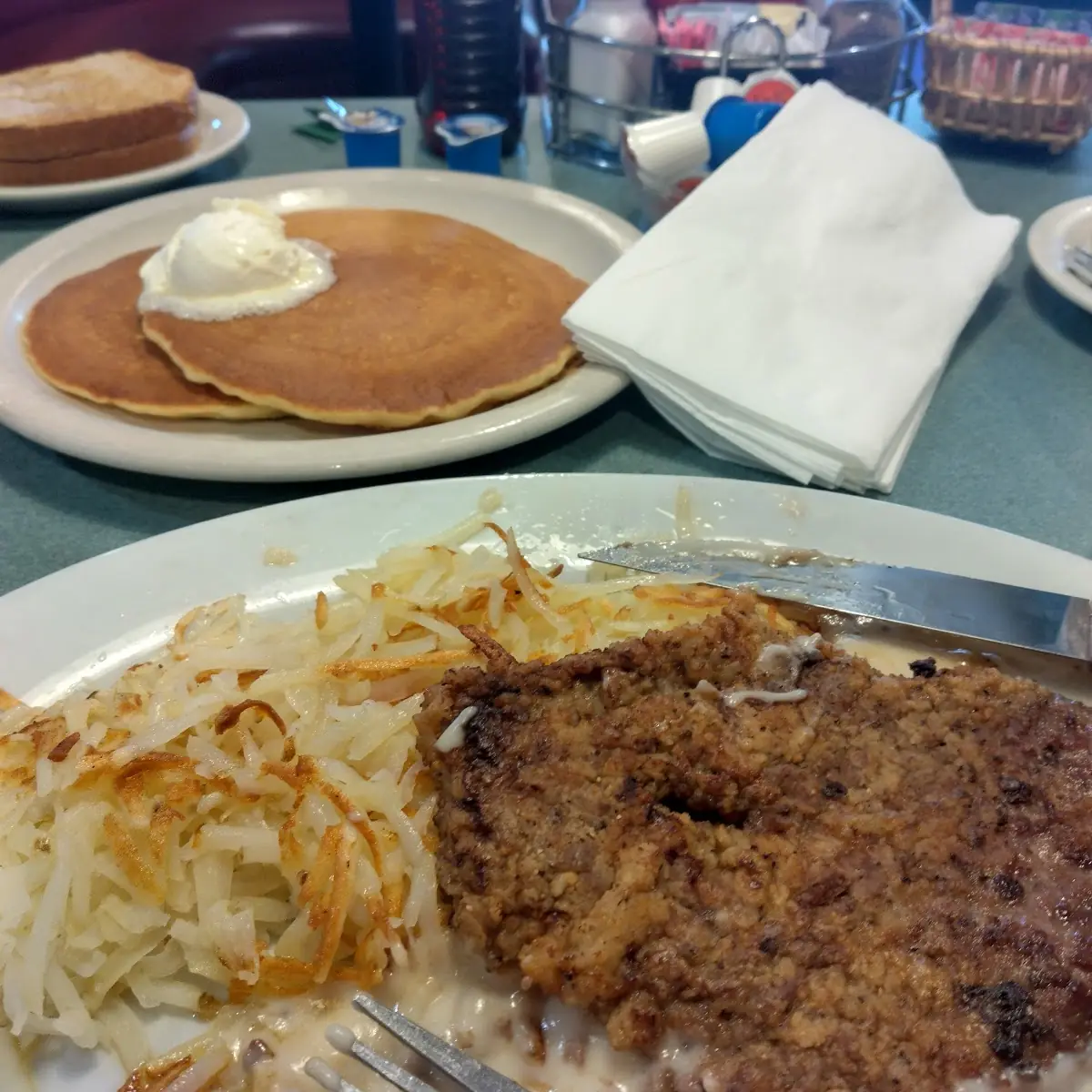 Chicken Fried Steak & Pancakes