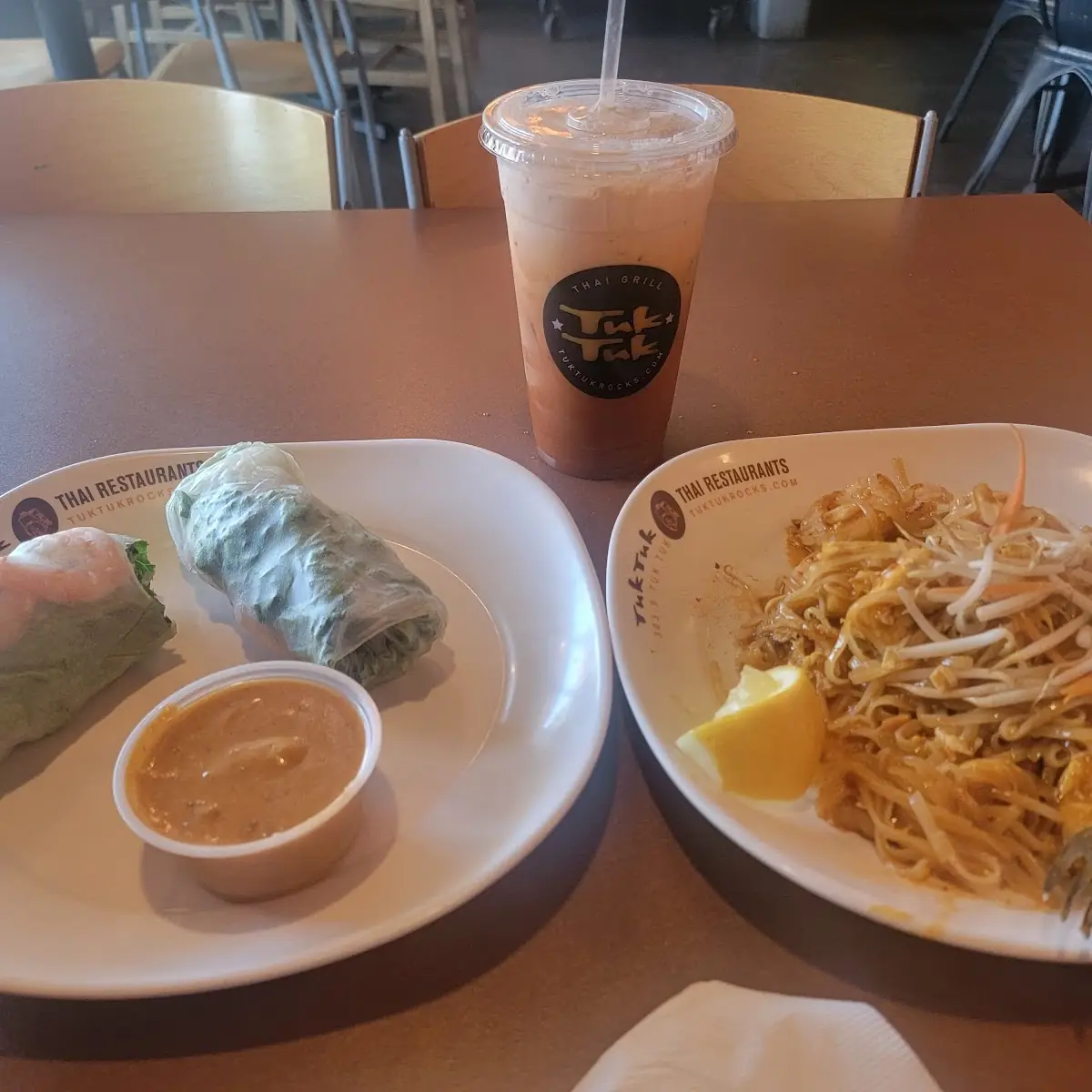 Spring Roll and Shrimp Pad Thai