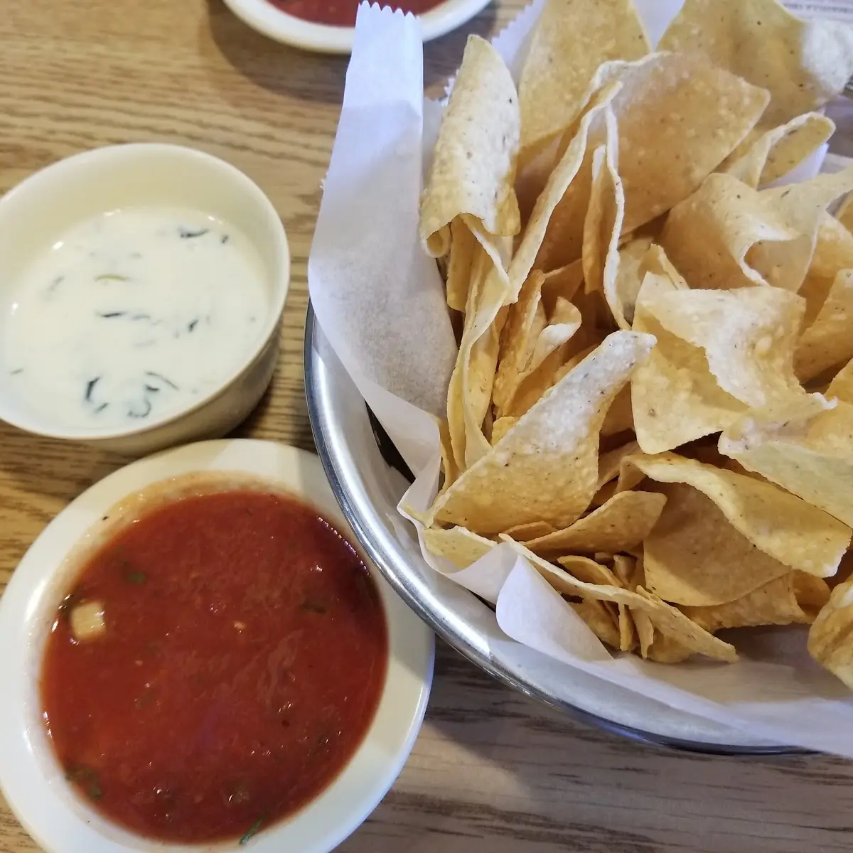 Tortilla Chips with Salsa and Cheese Dip