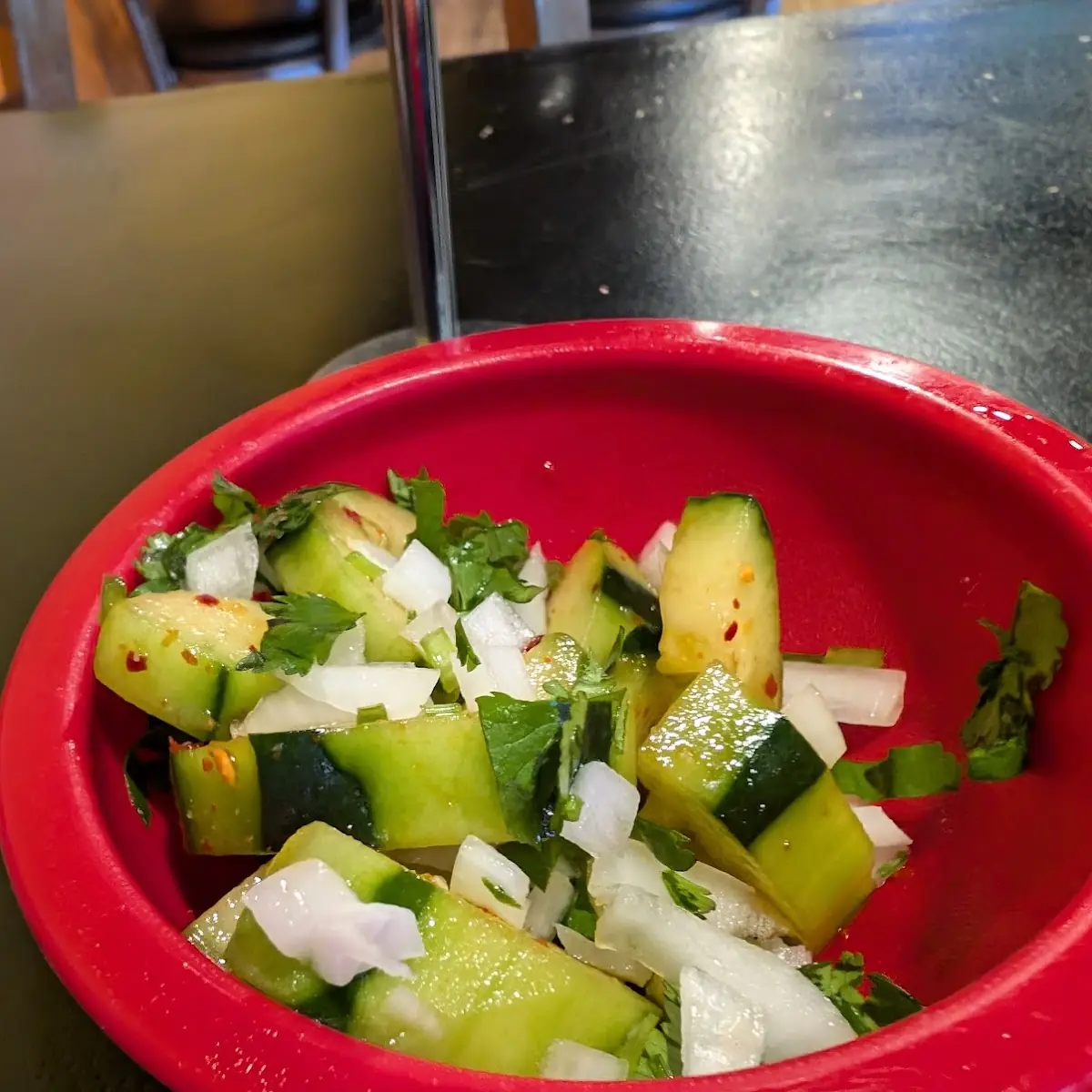 Cucumber Salad Add Onions and Cilantro