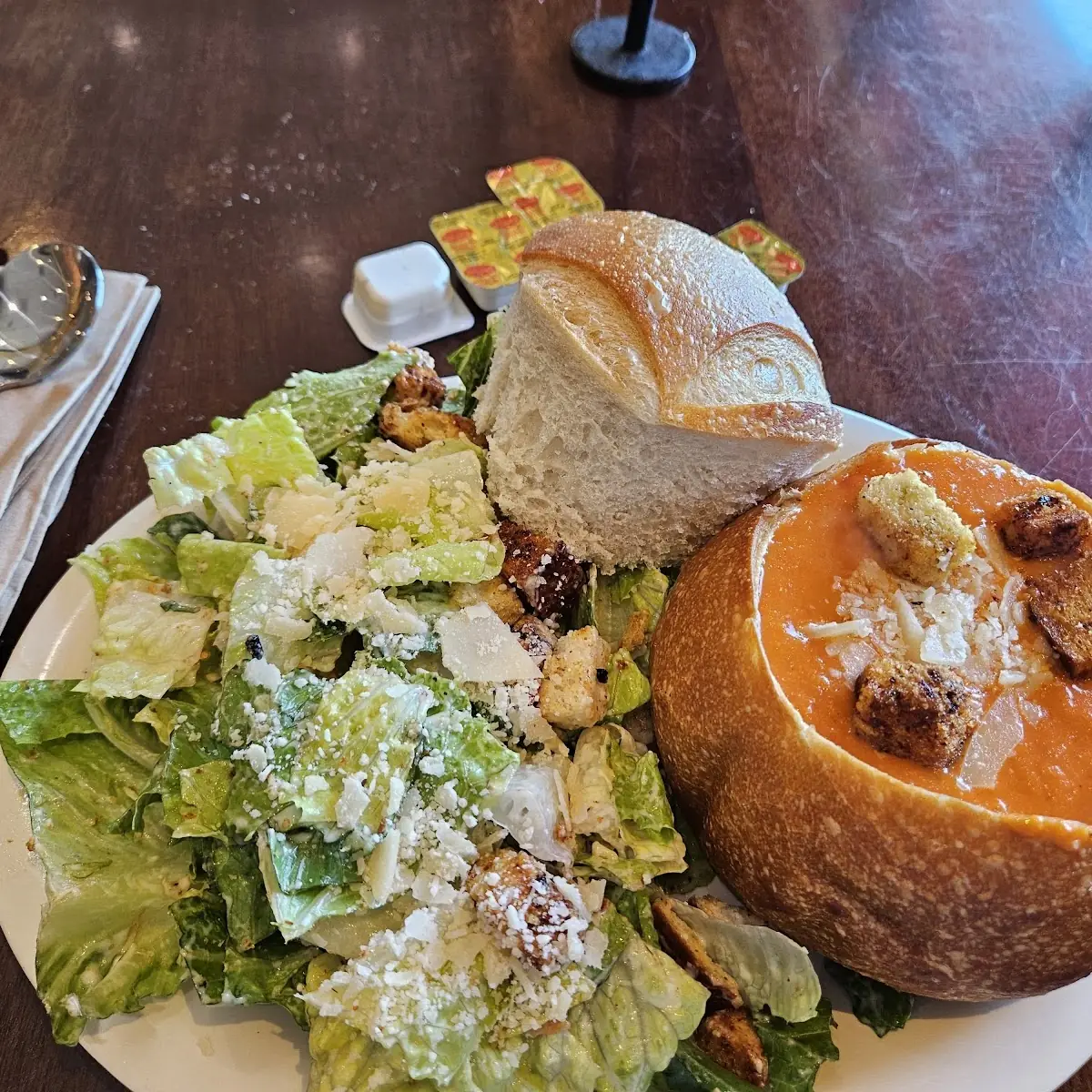 Rustic Tomato Soup and Salad
