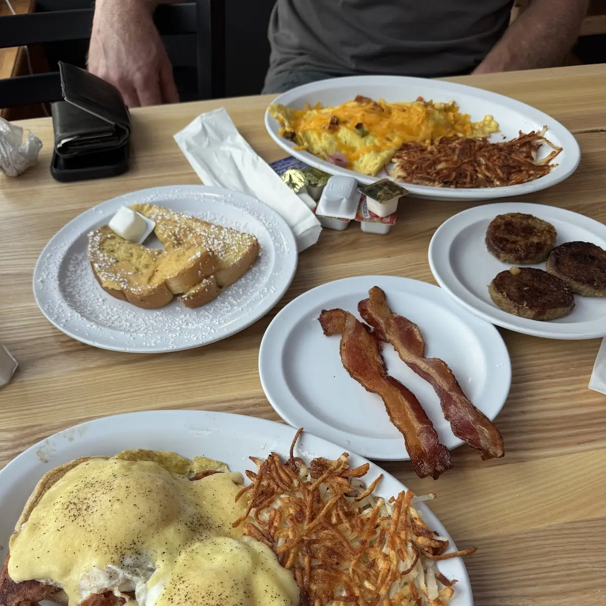 Breakfast Omelette with Hash Browns and Biscuit