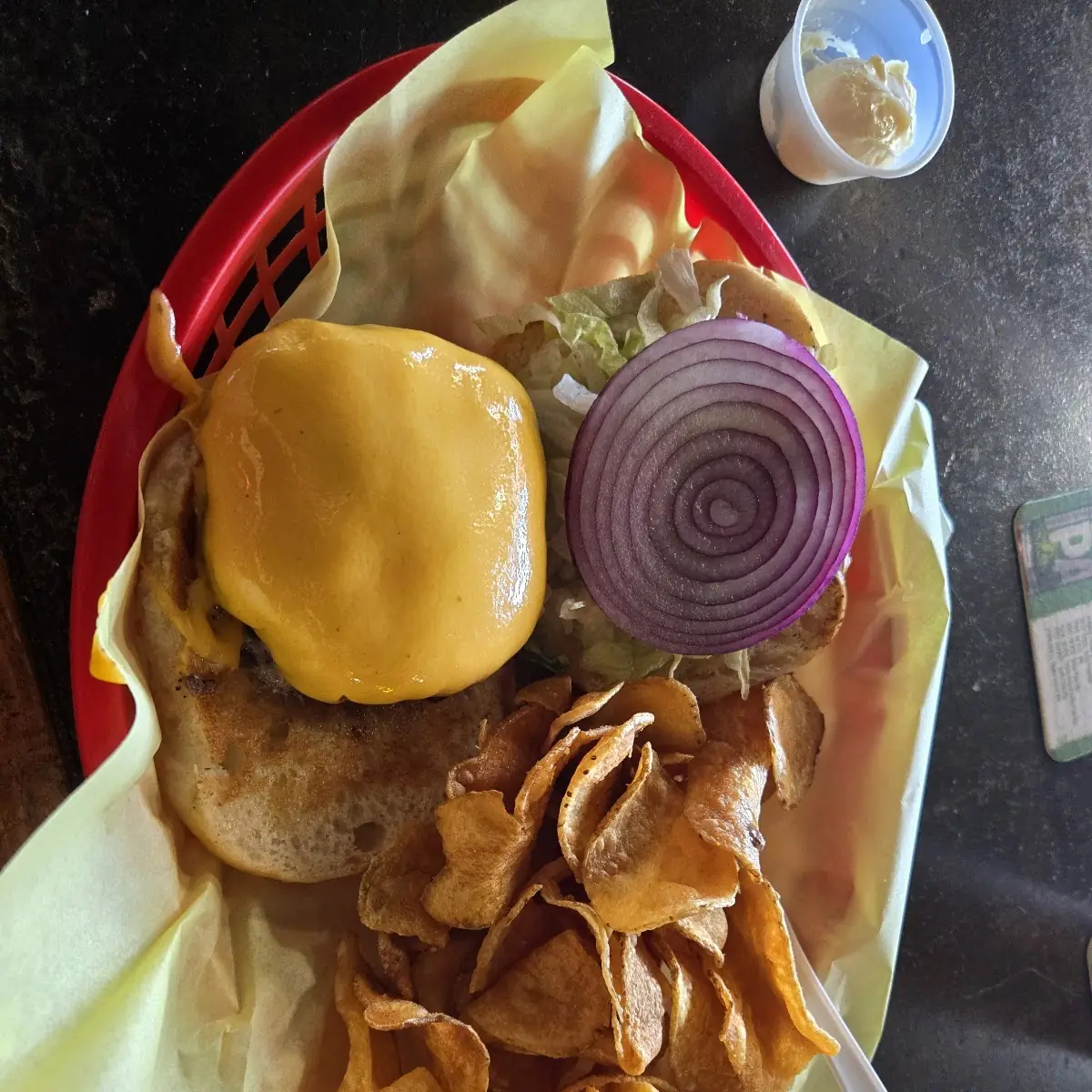 Cheese Burger with Homemade Chips