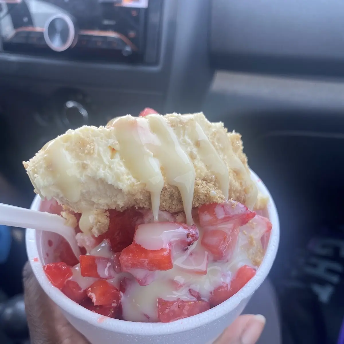 Loaded Strawberry Cheesecake Snowball