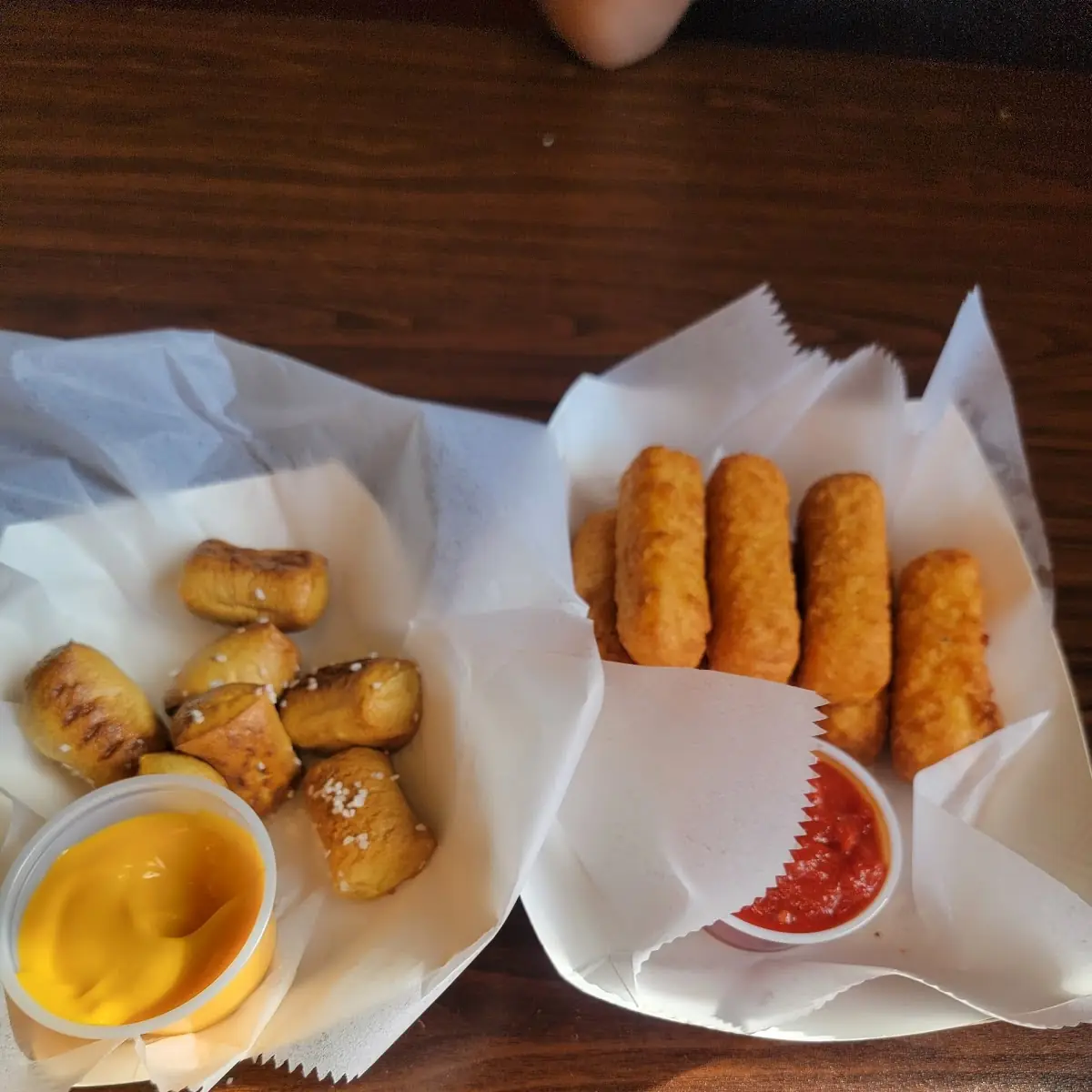 Pretzel Bites and Mozzarella Cheese Sticks