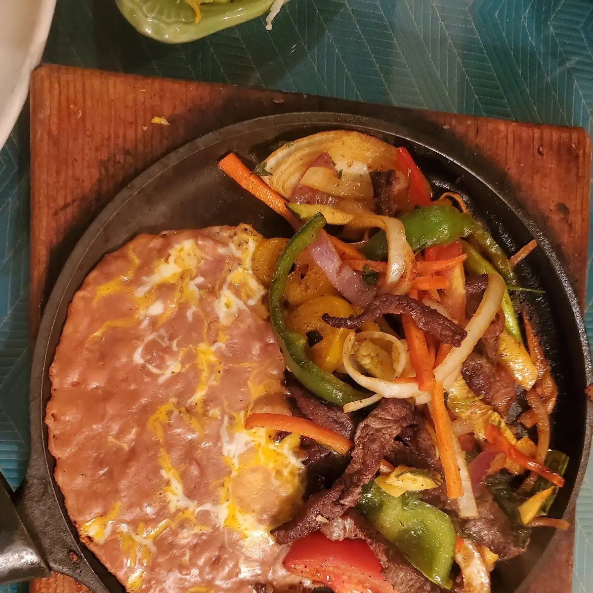 Steak Fajitas and Refried Beans