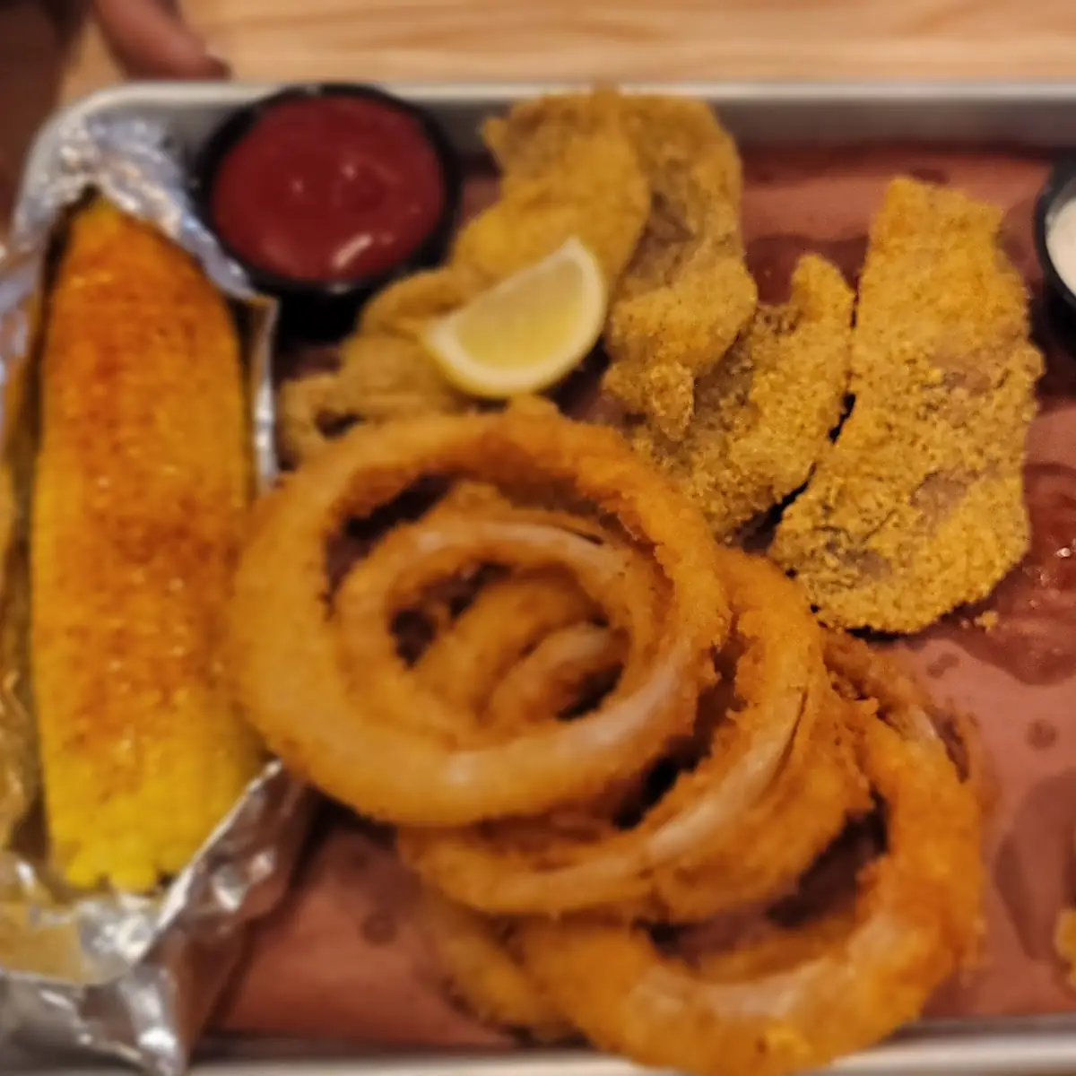 Fried Catfish with Onion Rings
