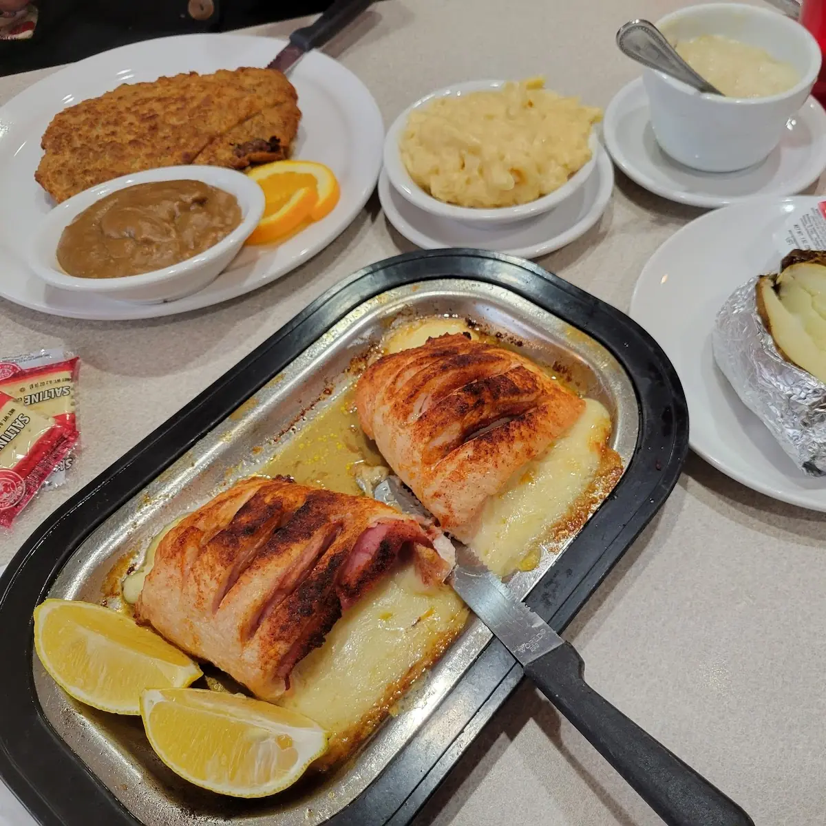 Fried Steak and Chicken Cordon Bleu