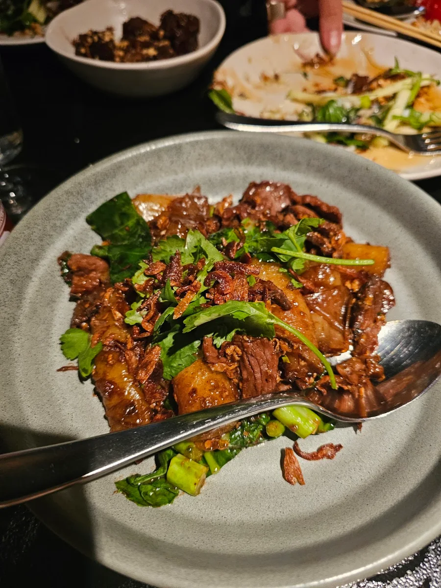Pad Seuw of Braised Wagyu Beef, Chin Chin