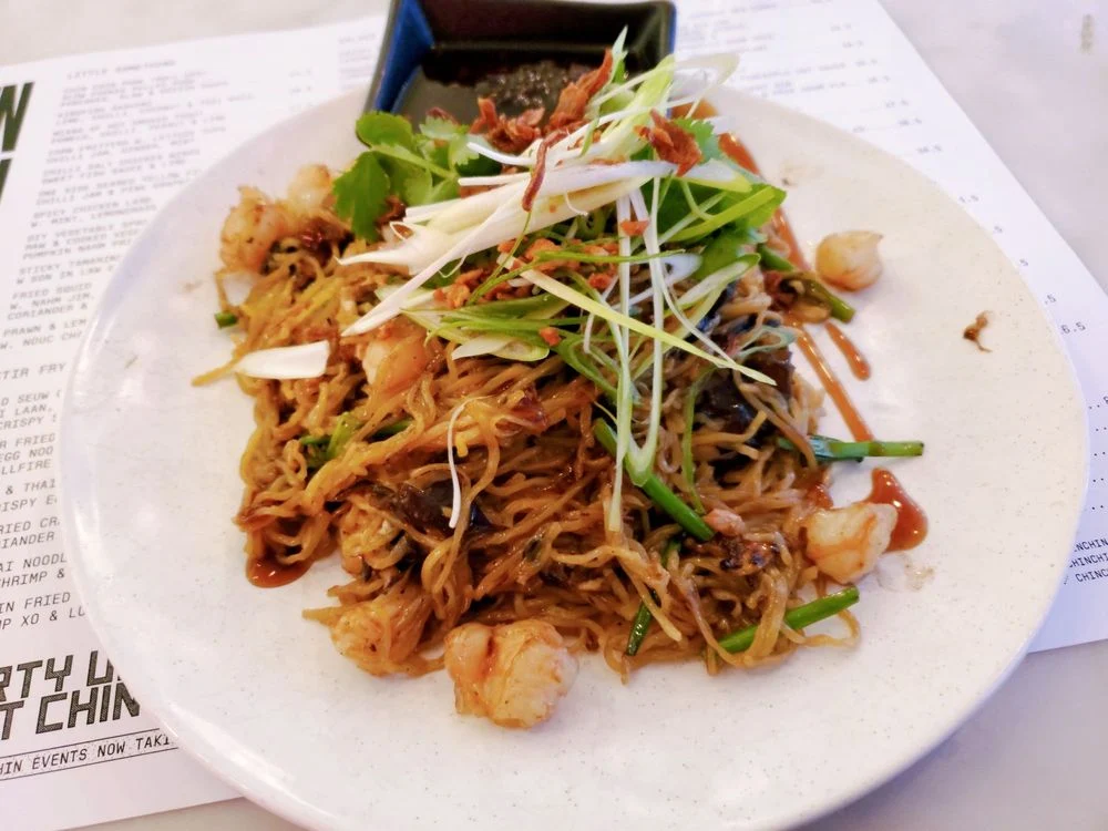 Stir Fried Prawn Egg Noodles, Chin Chin