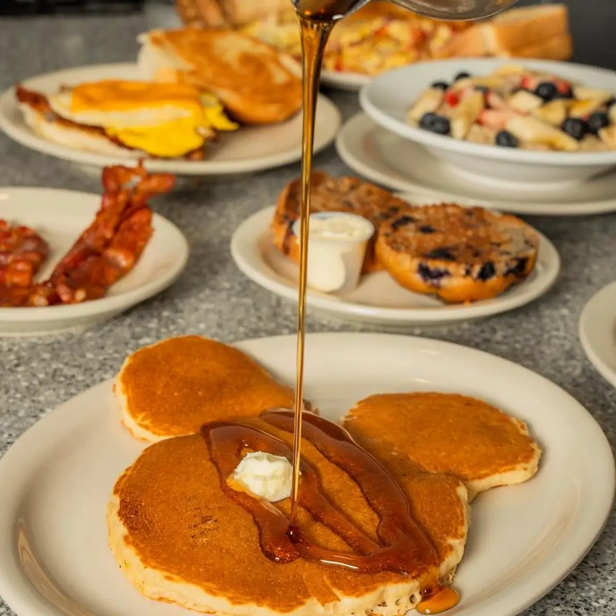 - Two Eggs Two Pancakes Two Bacon or Sausage
