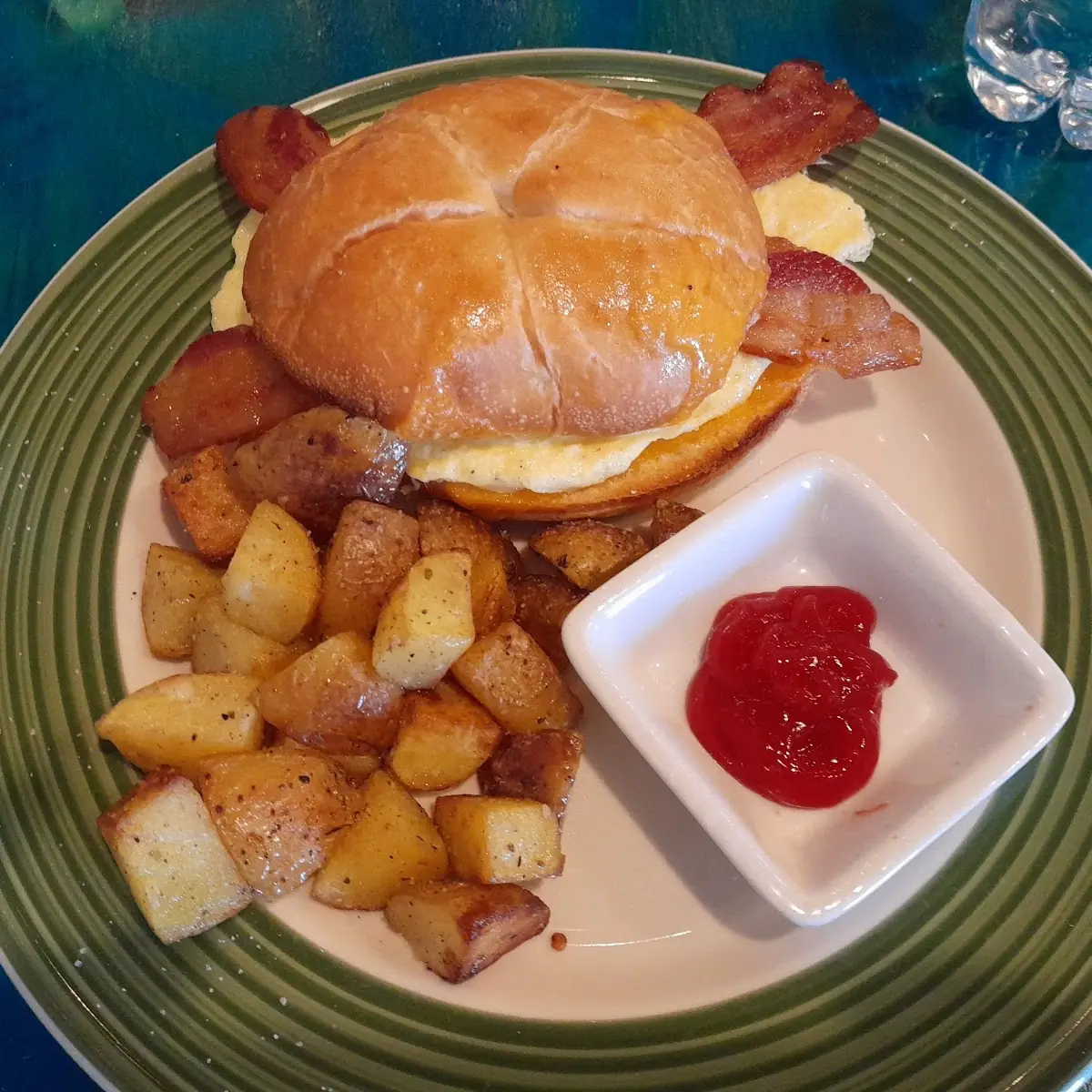 Bacon an Egg Sandwich with Country Potatoes