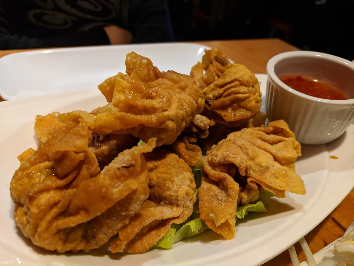 Deep Fried Wontons Lean Ground Pork in Wonton Wrap Serve with Plump Sauce