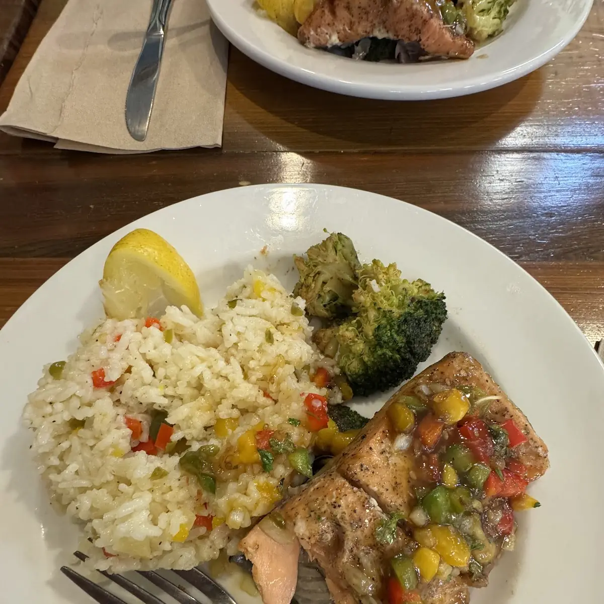 Salmon Fried Rice and Broccoli