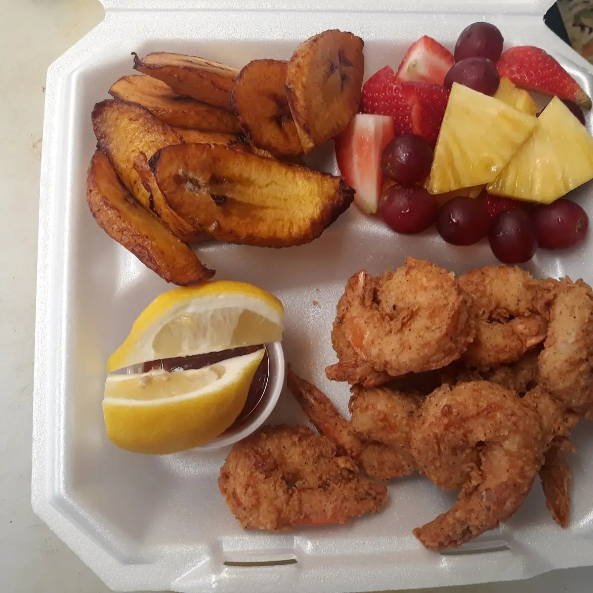 Fried Shrimp Fruit and Fried Plantains