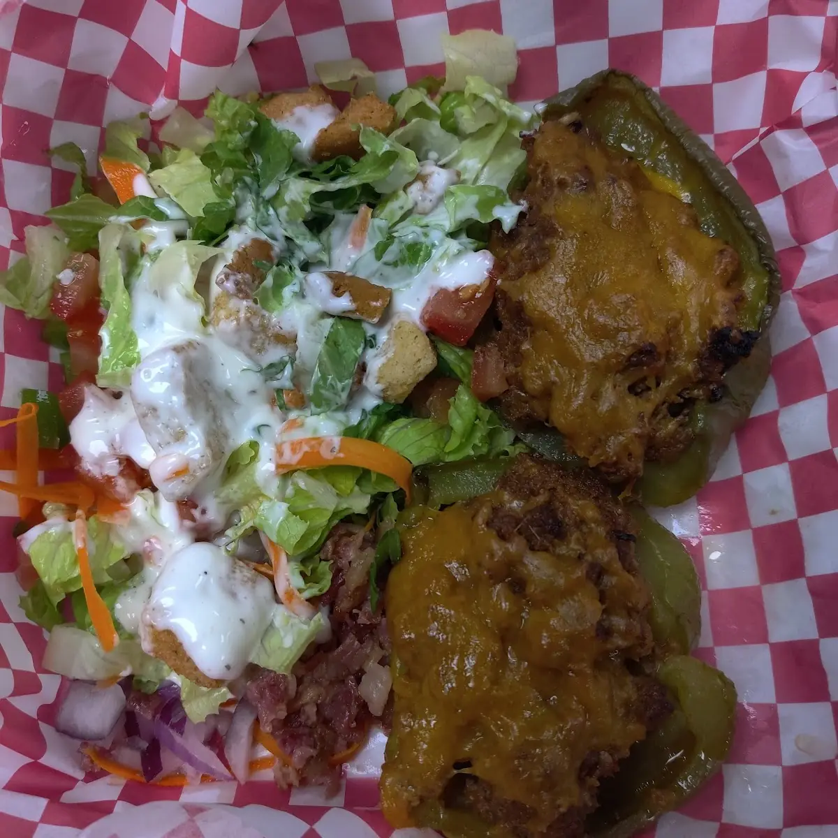 Stuffed Peppers and Salad