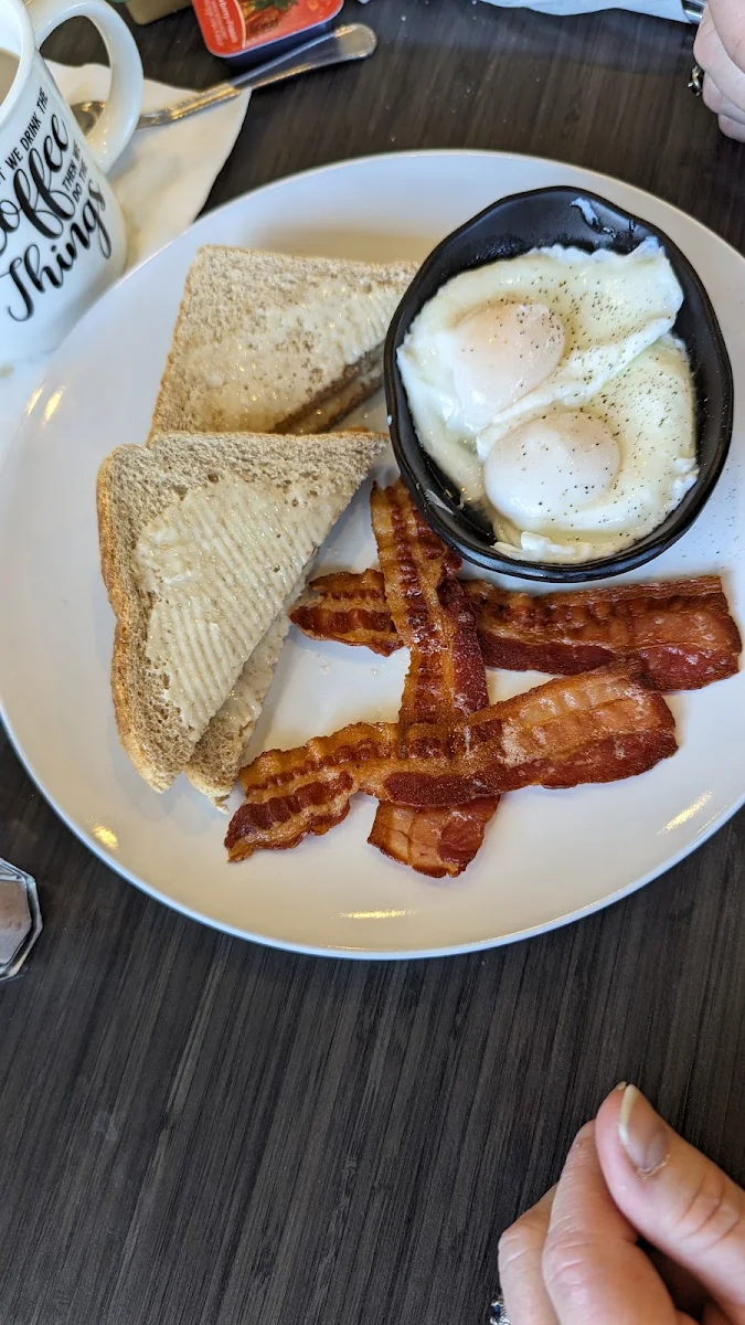 Poached Egg with Bacon and Toast, AT Cafe