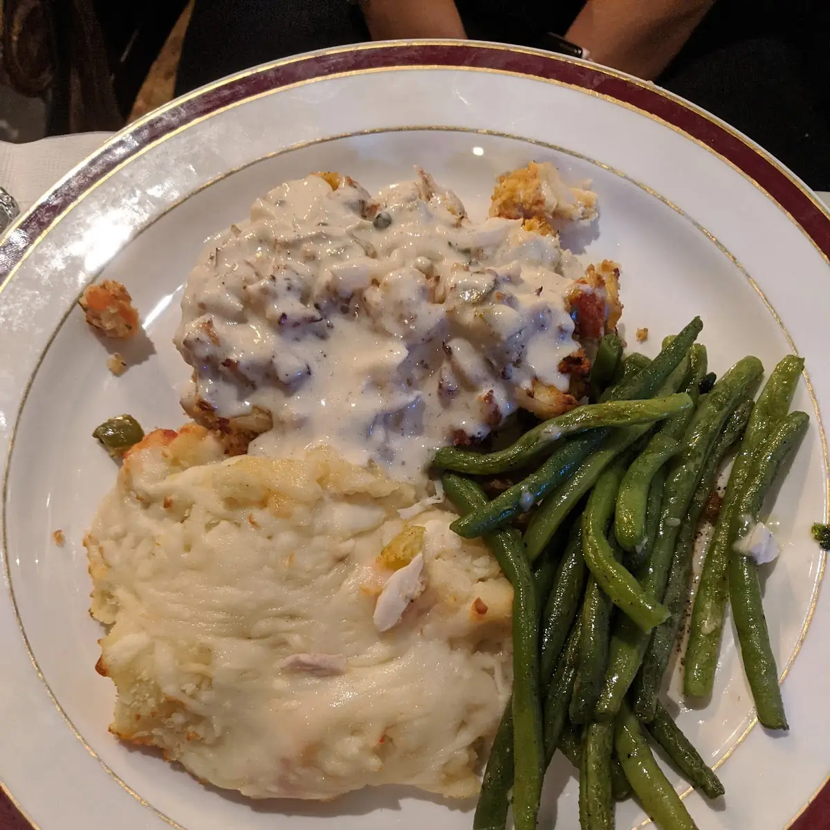 Crab Encrusted Salmon Mashed Potatoes Green Beans