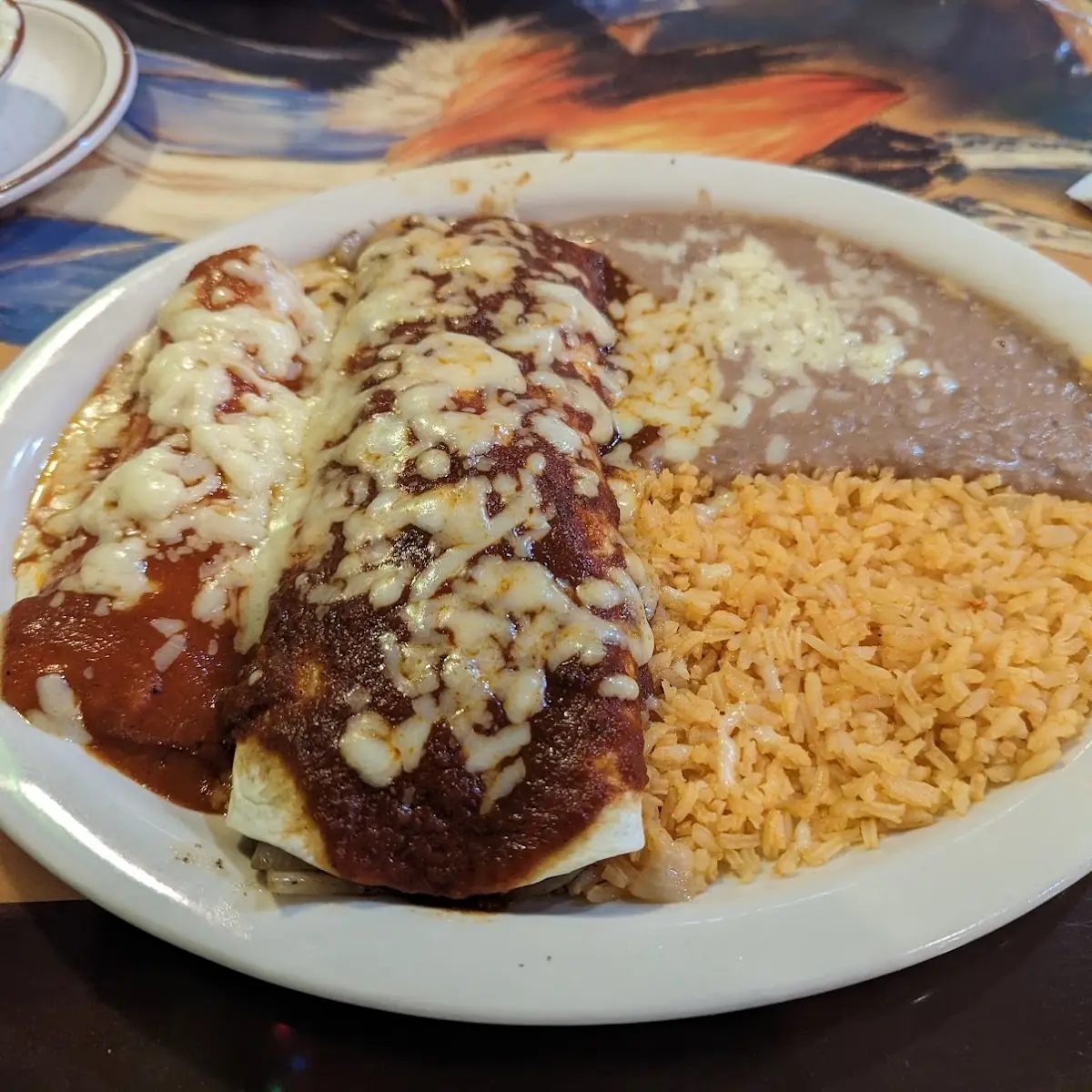 Cheese Enchilada and Bean Burrito