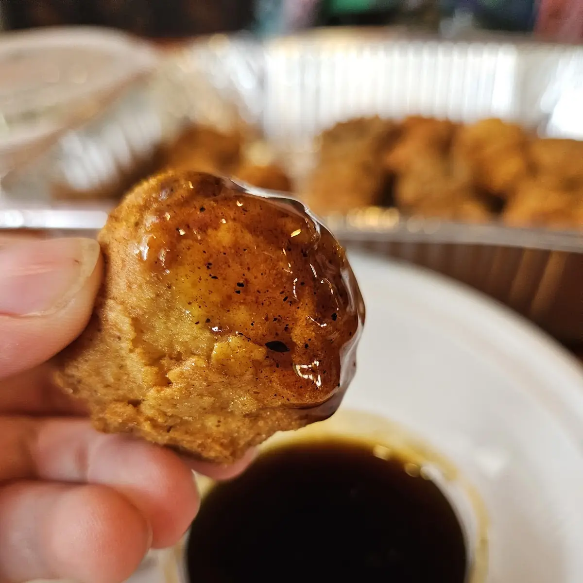 Battered Mushrooms & Bourbon Sauce