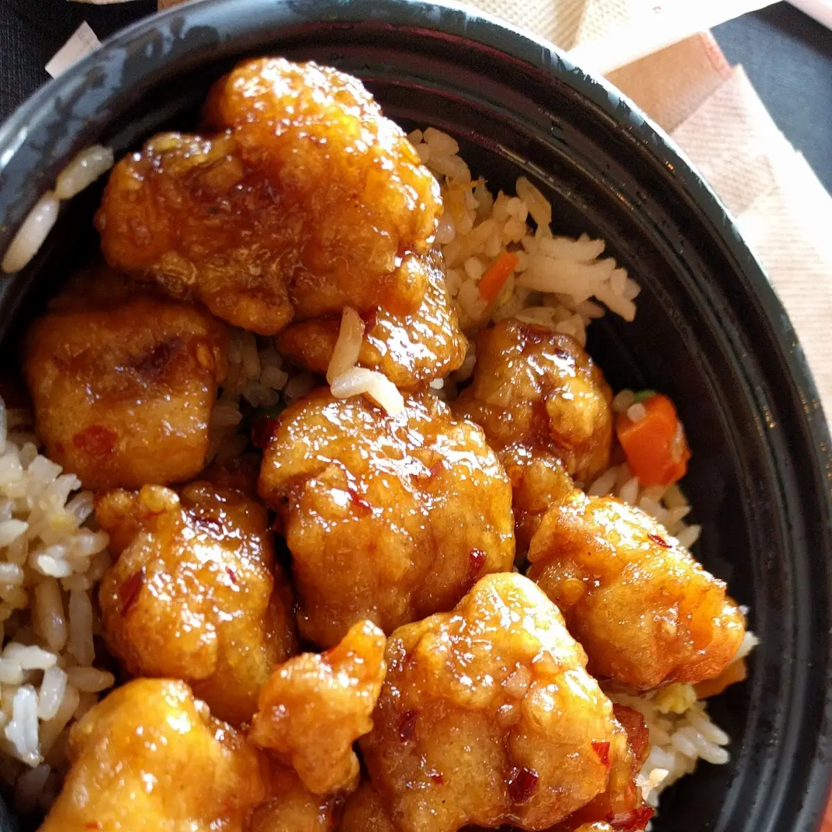 Orange Chicken on Brown Rice