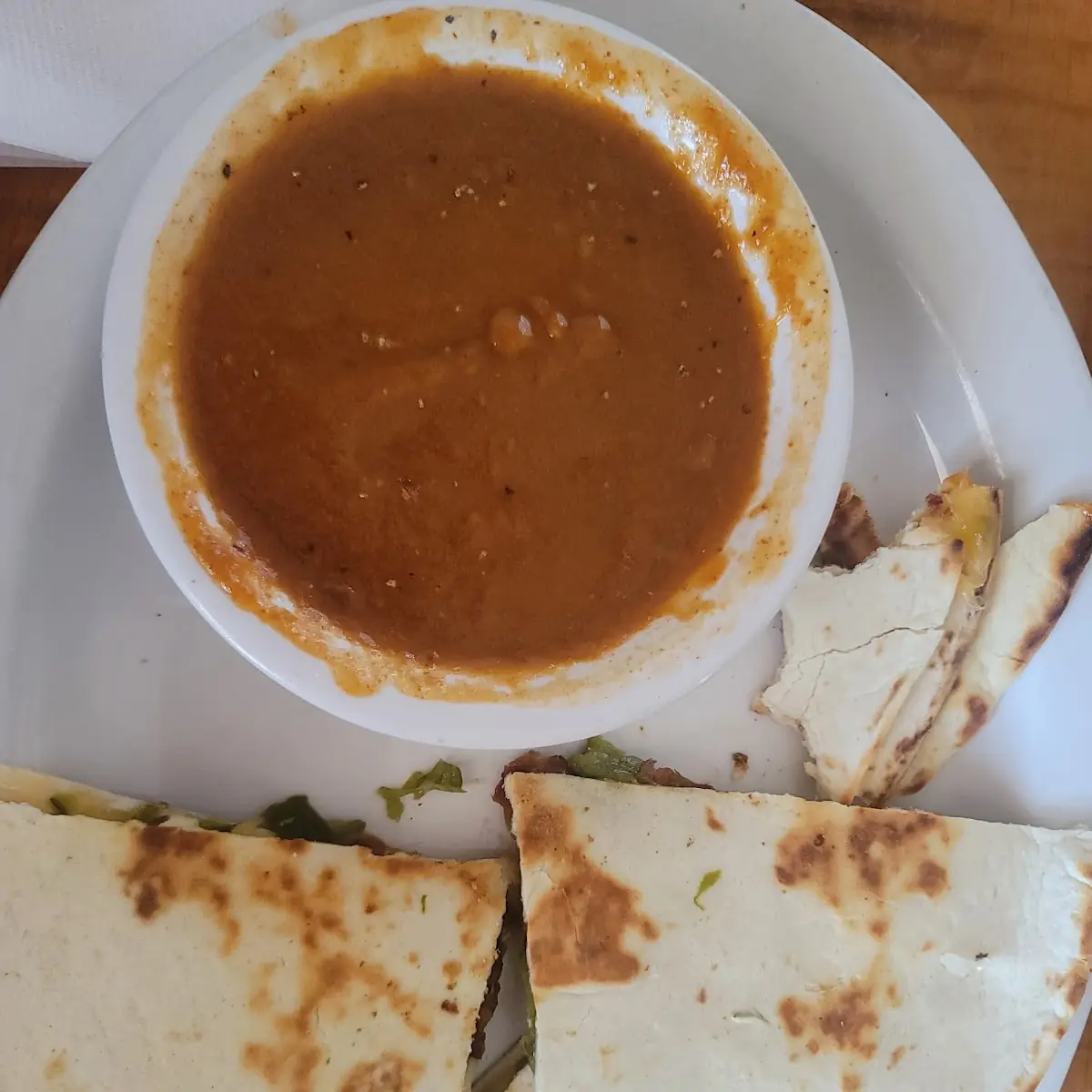 Quesadilla with Red Sauce for Dipping Sauce