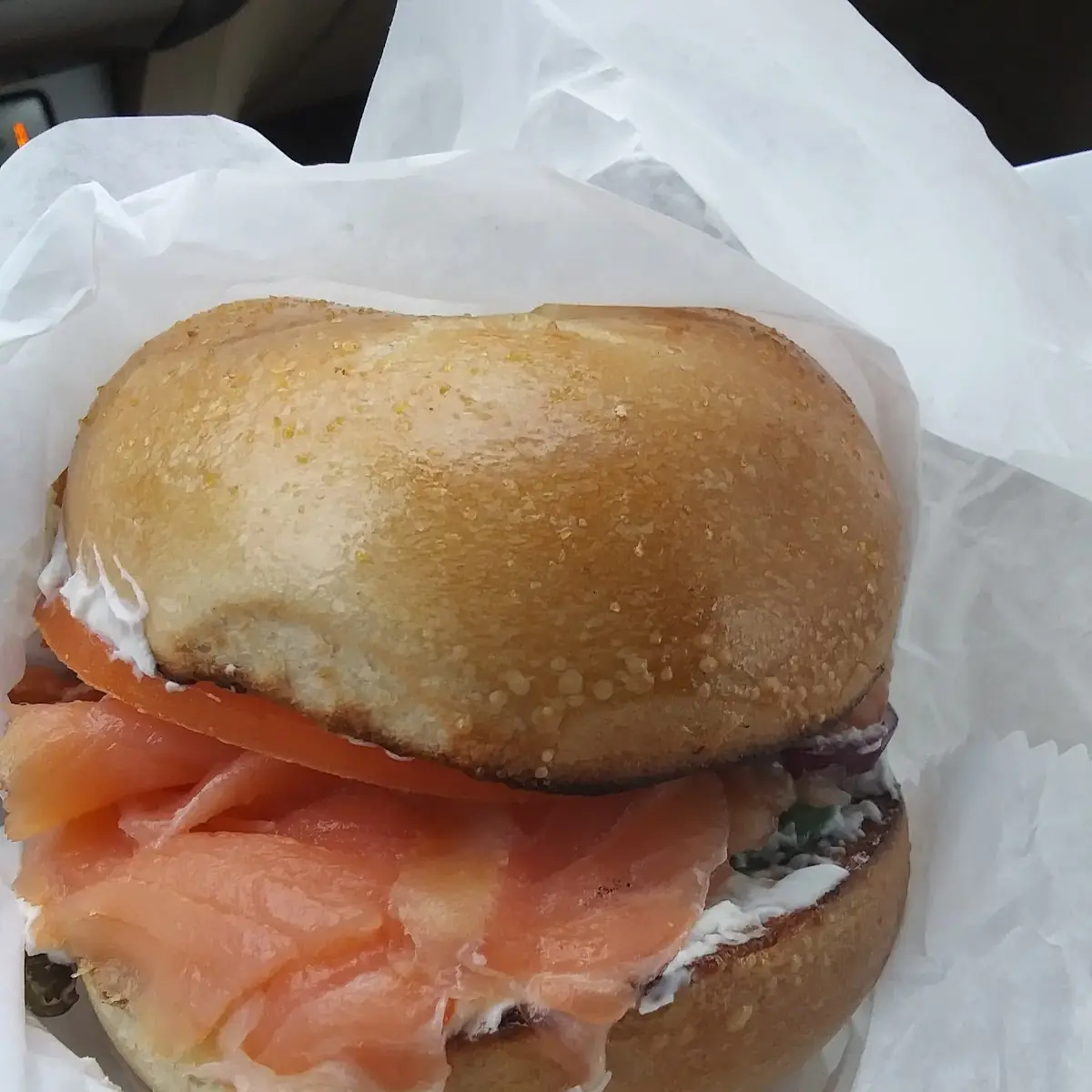 Lox Special on Plain Bagel