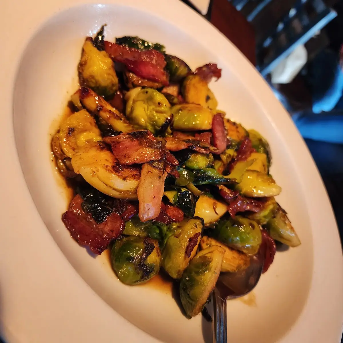 Roasted Brussels Sprouts with Bacon and Balsamic Nom Nom