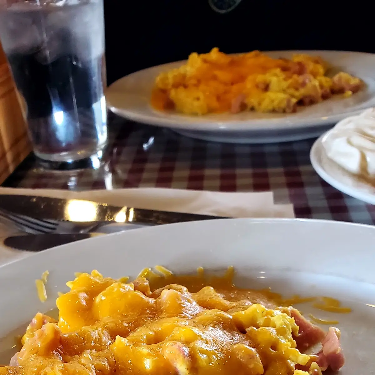 Scrambled Eggs with Ham & Cheese