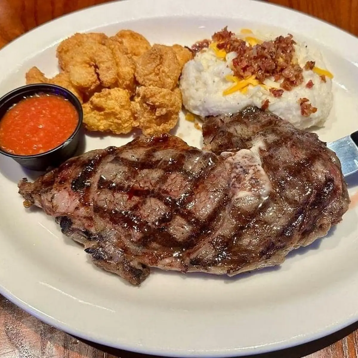 Ribs Ribeye and Loaded Mashed Potatoes