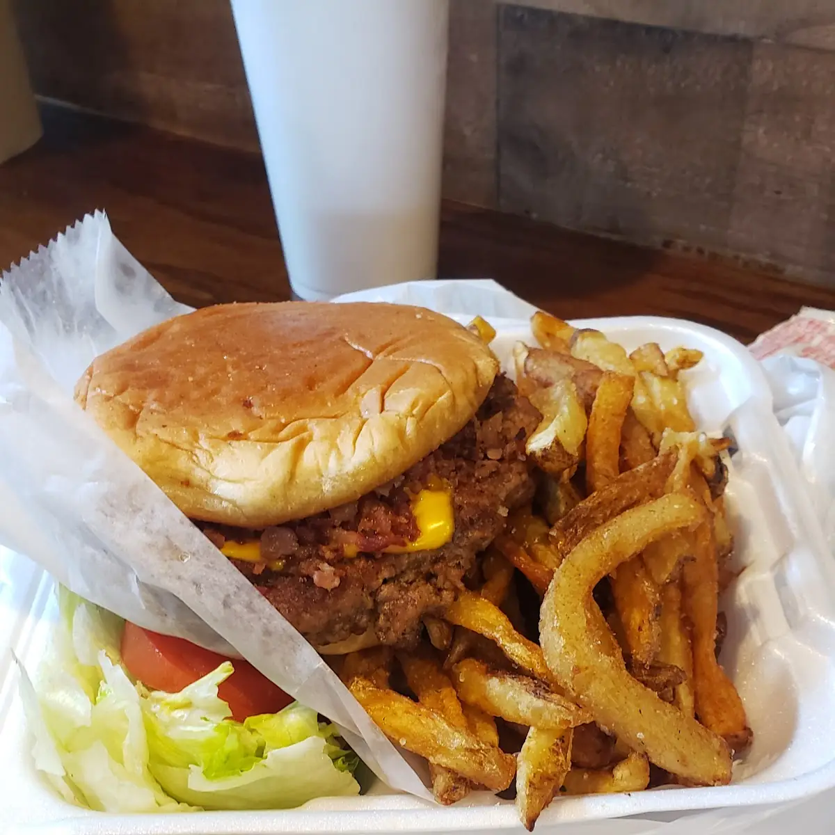 J Bacon Cheeseburger with Fries
